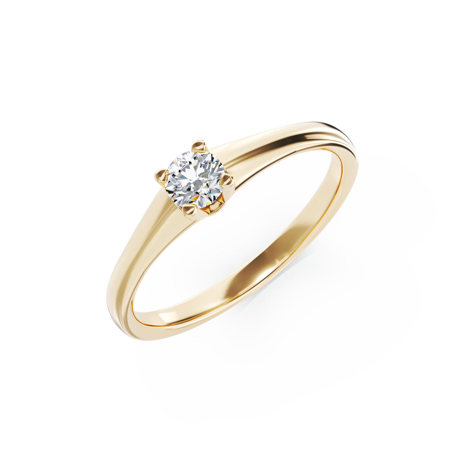 Poze Inel de logodna din aur galben de 18K cu un diamant solitaire de 0.145ct