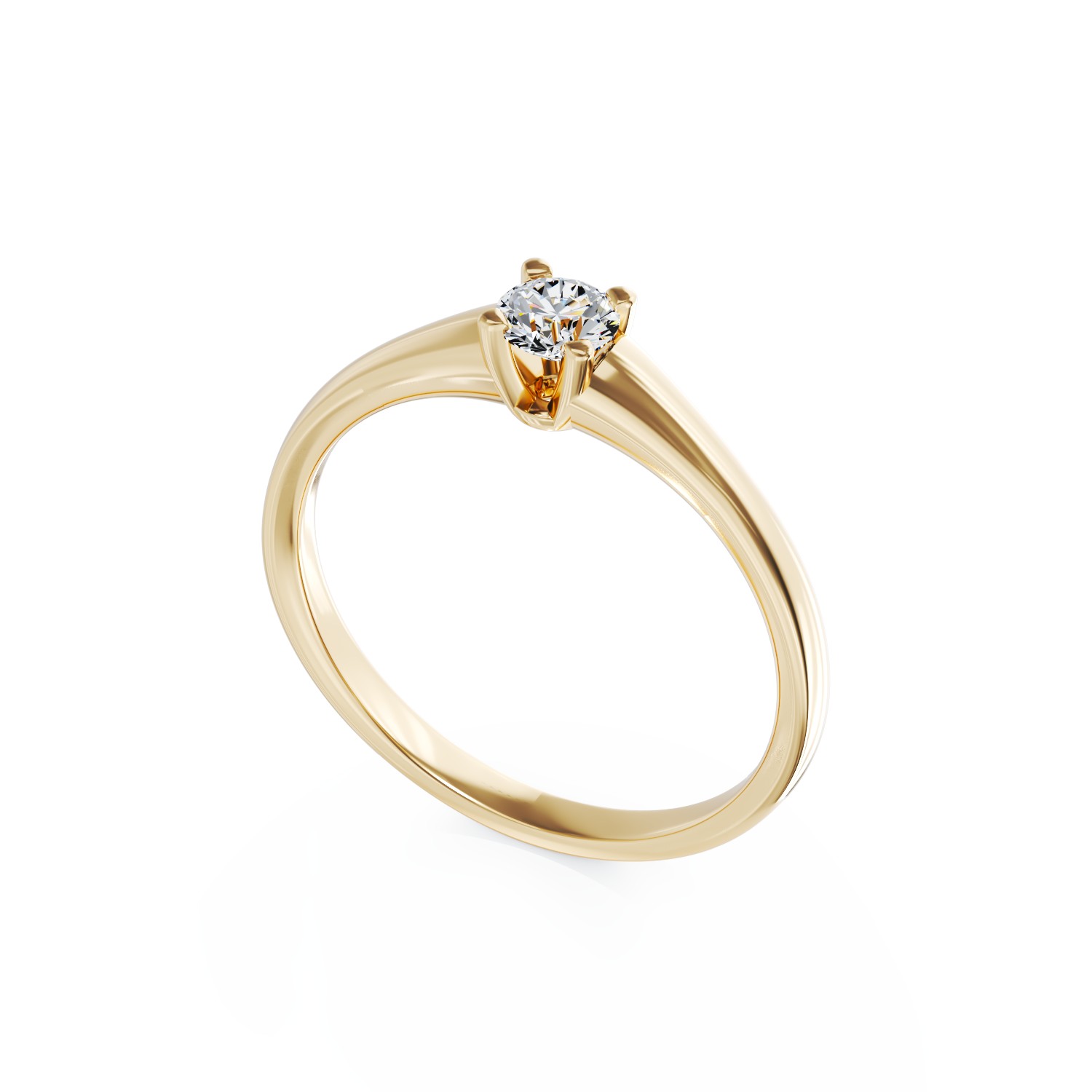 Inel de logodna din aur galben de 18K cu un diamant solitaire de 0.145ct