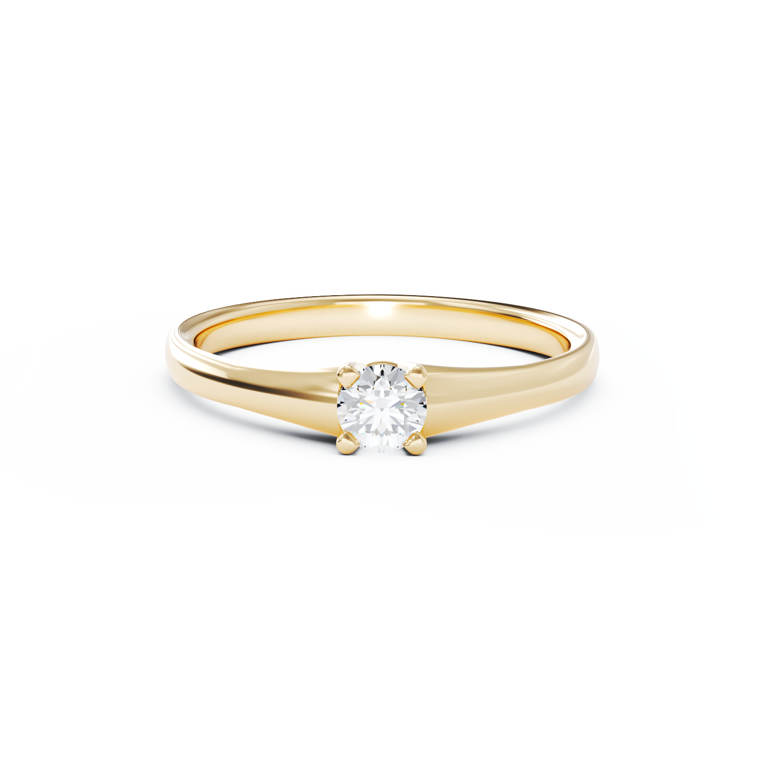 Poze Inel de logodna din aur galben de 18K cu un diamant solitaire de 0.145ct