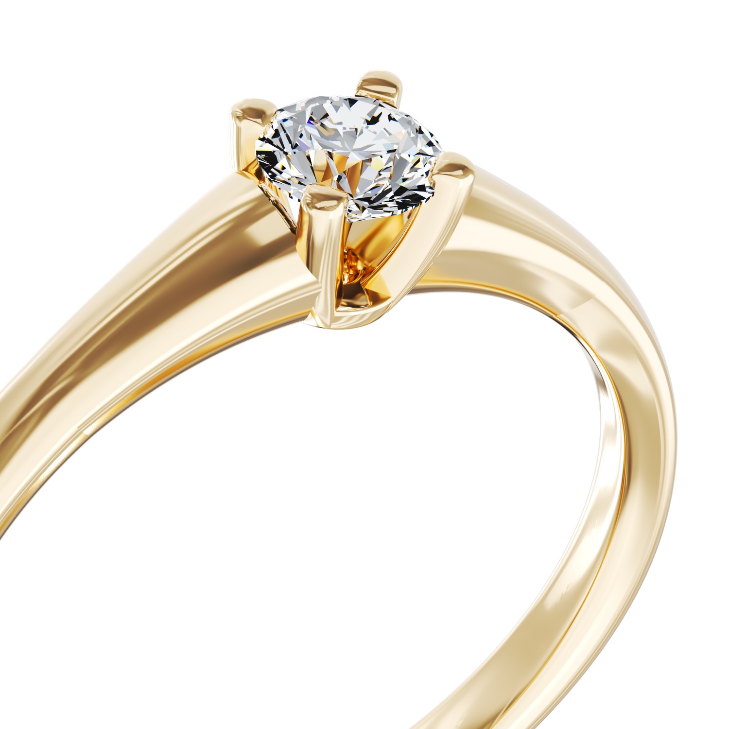 Inel de logodna din aur galben de 18K cu un diamant solitaire de 0.145ct