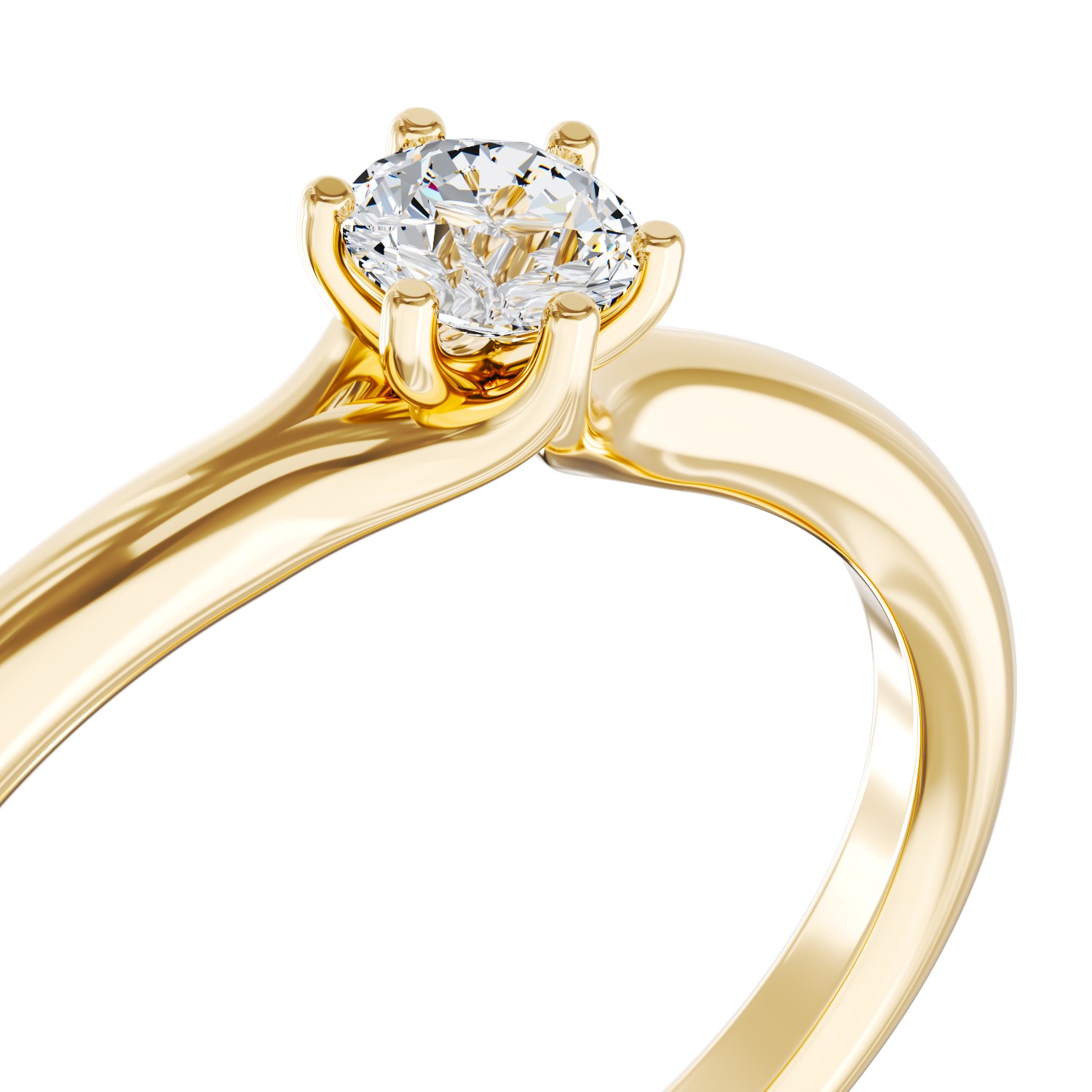 Pierścionek zaręczynowy z żółtego 18K złota z diamentem w pasjansie o masie 0.14ct