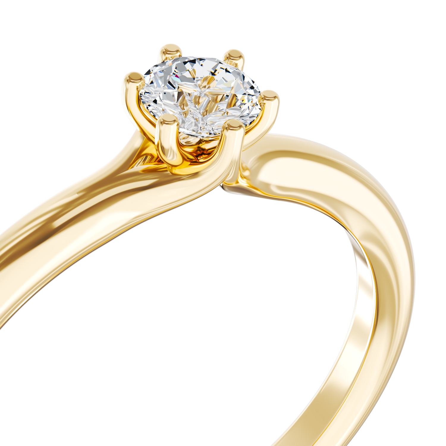 Poze Inel de logodna din aur galben de 18K cu un diamant solitaire de 0.3ct