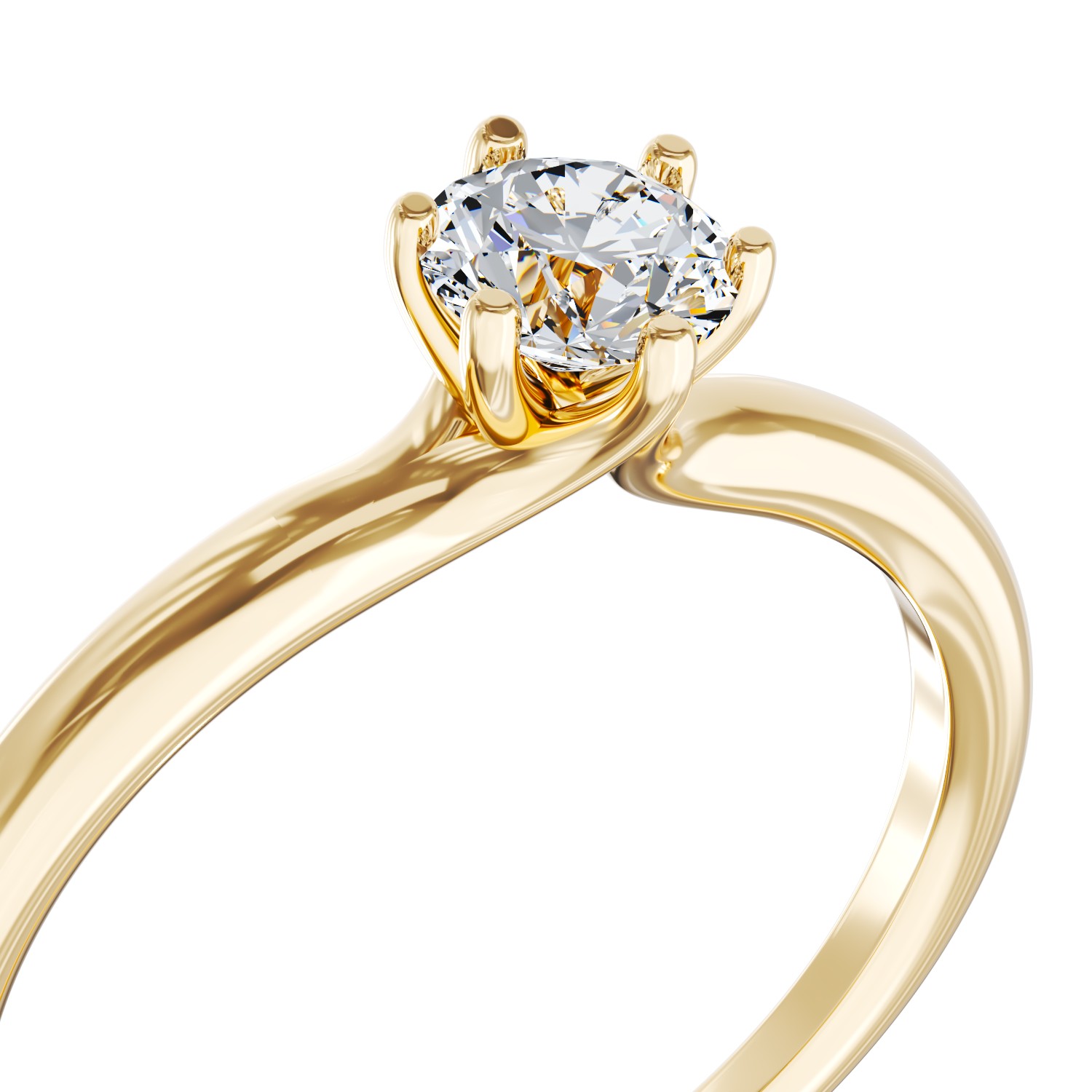Inel de logodna din aur galben de 18K cu un diamant solitaire de 0.31ct
