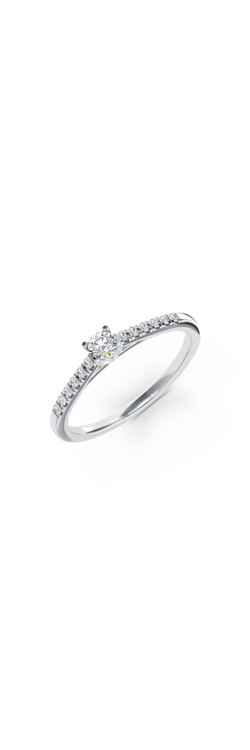 Годежен пръстен от бяло злато 18K с диамант 0.3ct и диамант 0.13ct