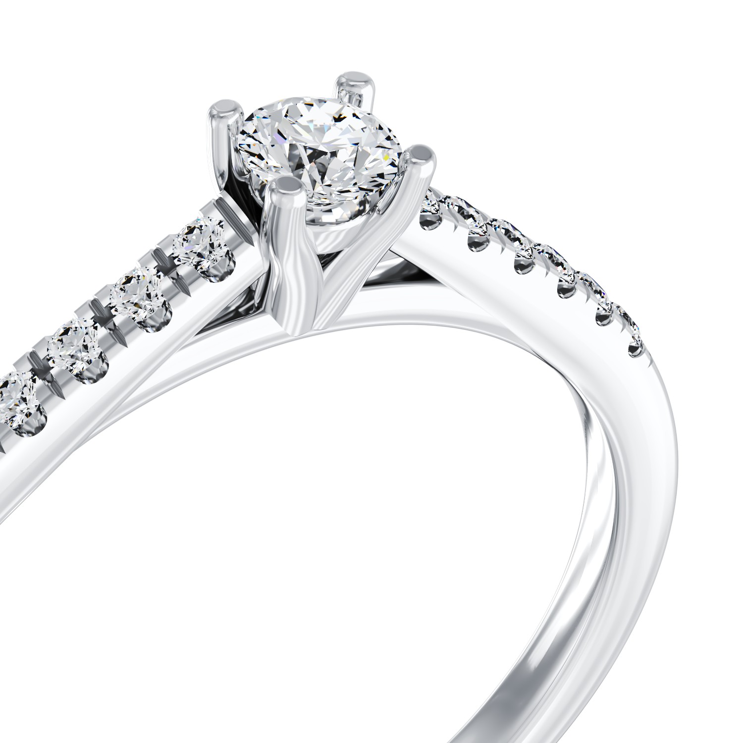 Годежен пръстен от бяло злато 18K с диамант 0.3ct и диамант 0.13ct