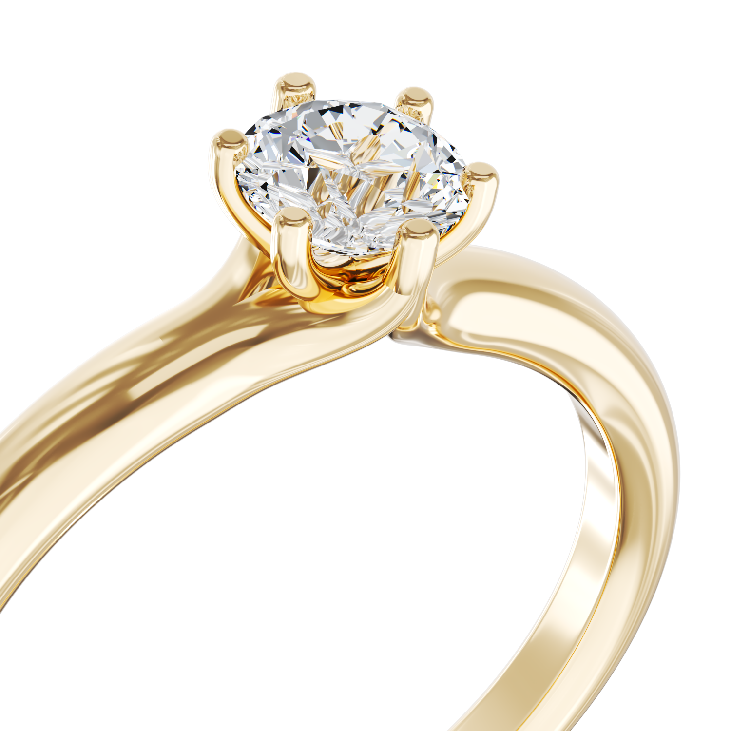 Poze Inel de logodna din aur galben de 18K cu un diamant solitaire de 0.5ct