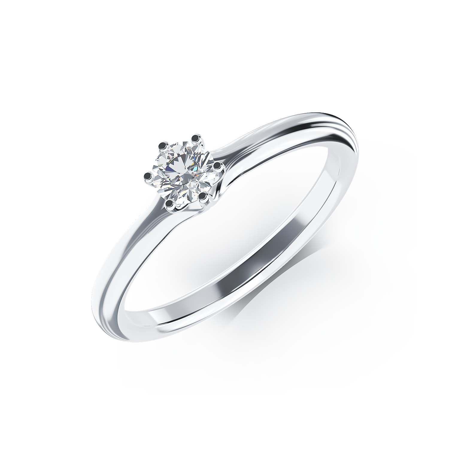 Poze Inel de logodna din aur alb de 18K cu un diamant solitaire de 0.2ct