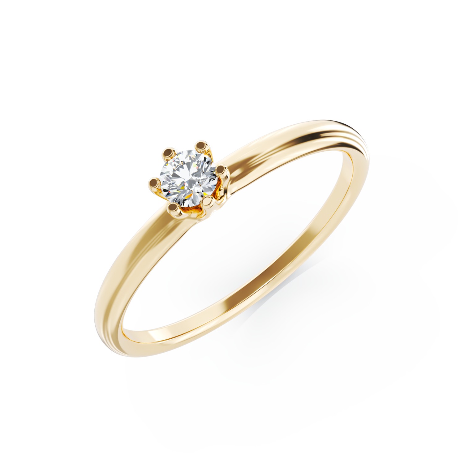 Inel de logodna din aur galben de 18K cu un diamant solitaire de 0.21ct