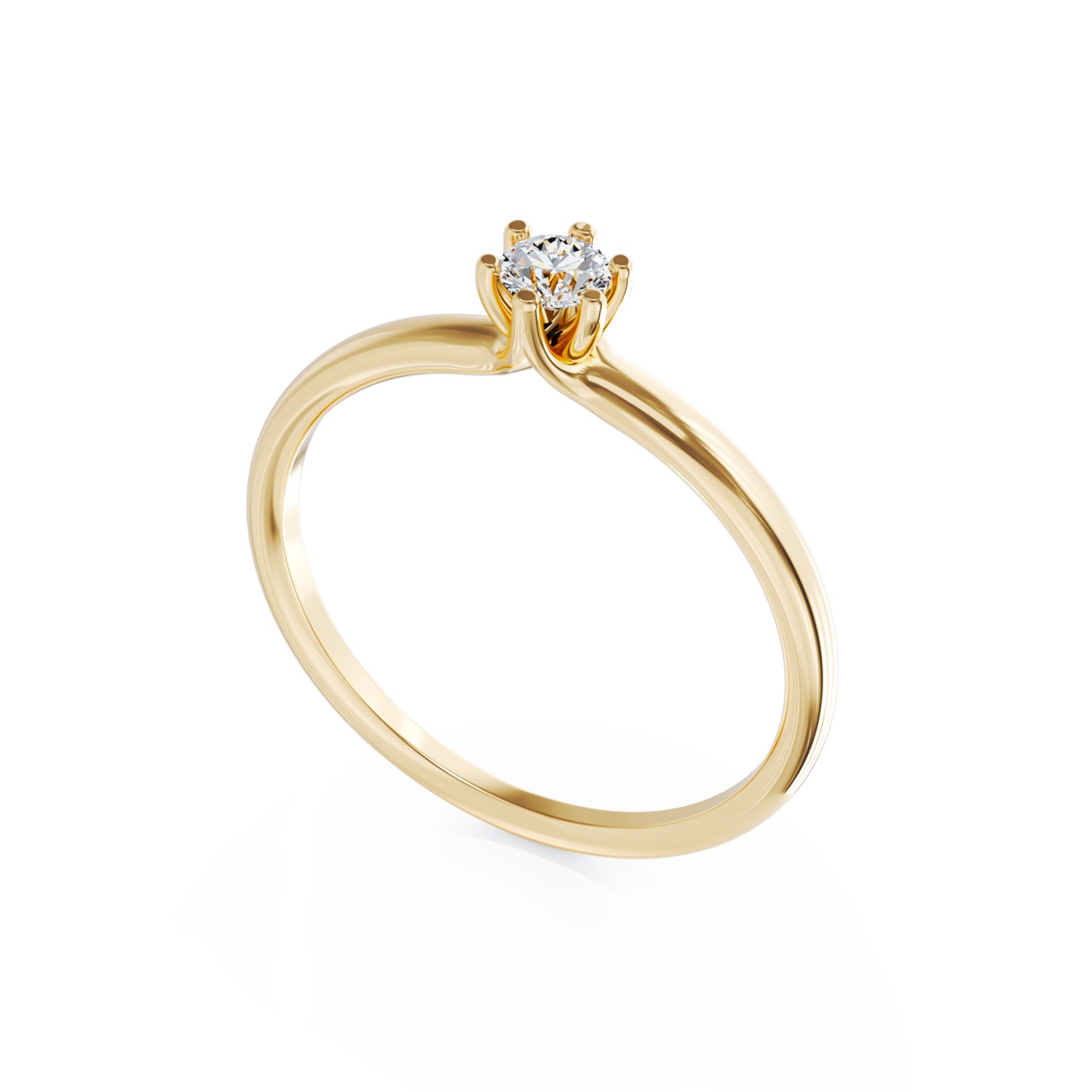 Inel de logodna din aur galben de 18K cu un diamant solitaire de 0.21ct