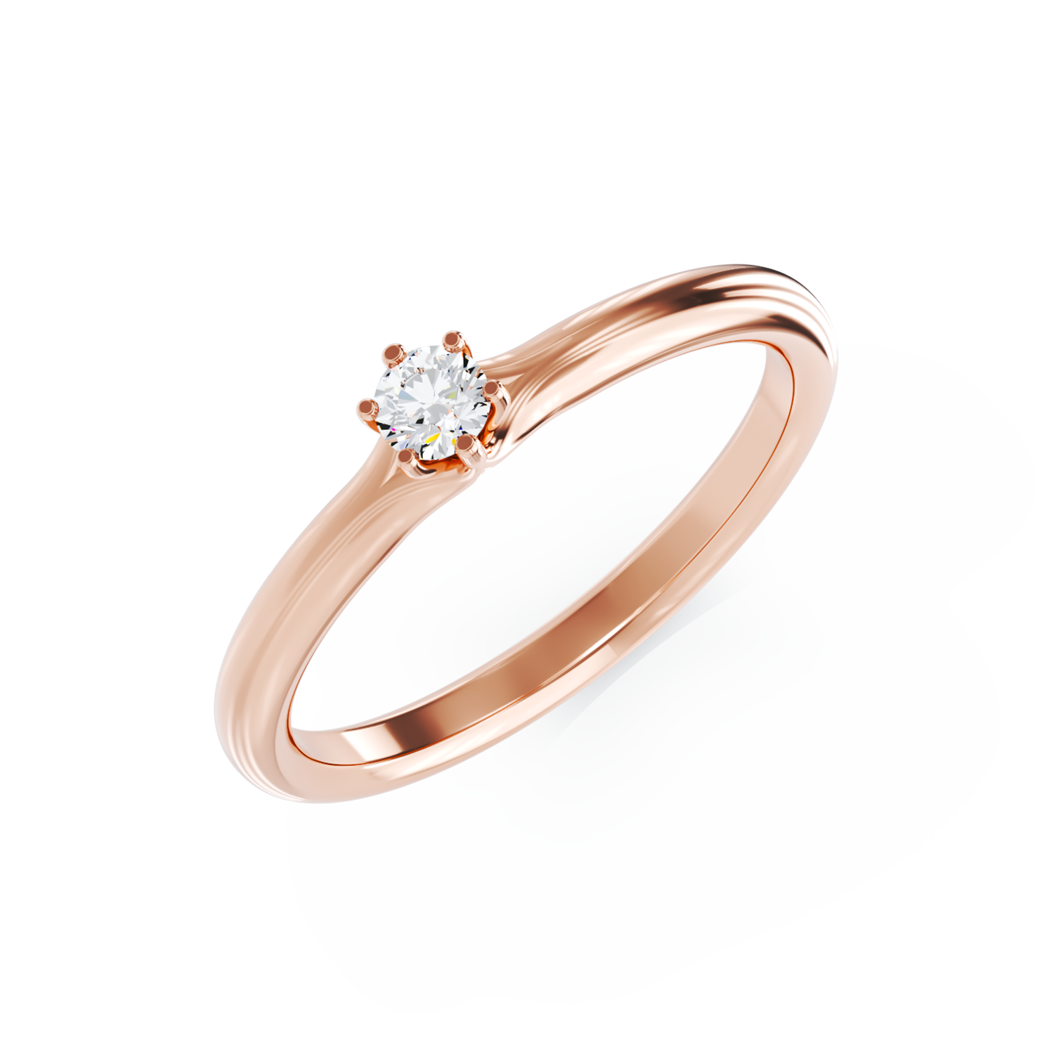 Inel de logodna din aur roz de 18K cu diamant de 0.15ct 0.15ct