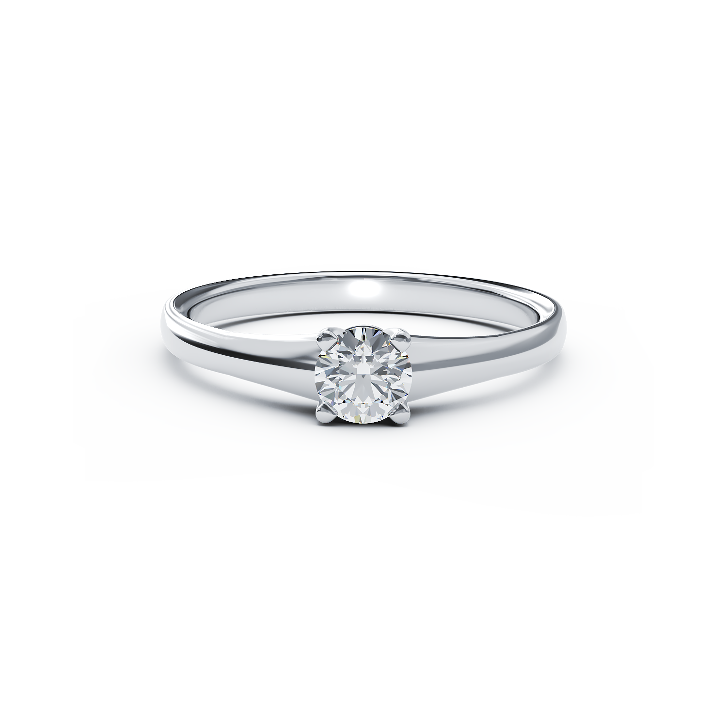 Poze Inel de logodna din aur alb de 18K cu un diamant solitaire de 0.4ct