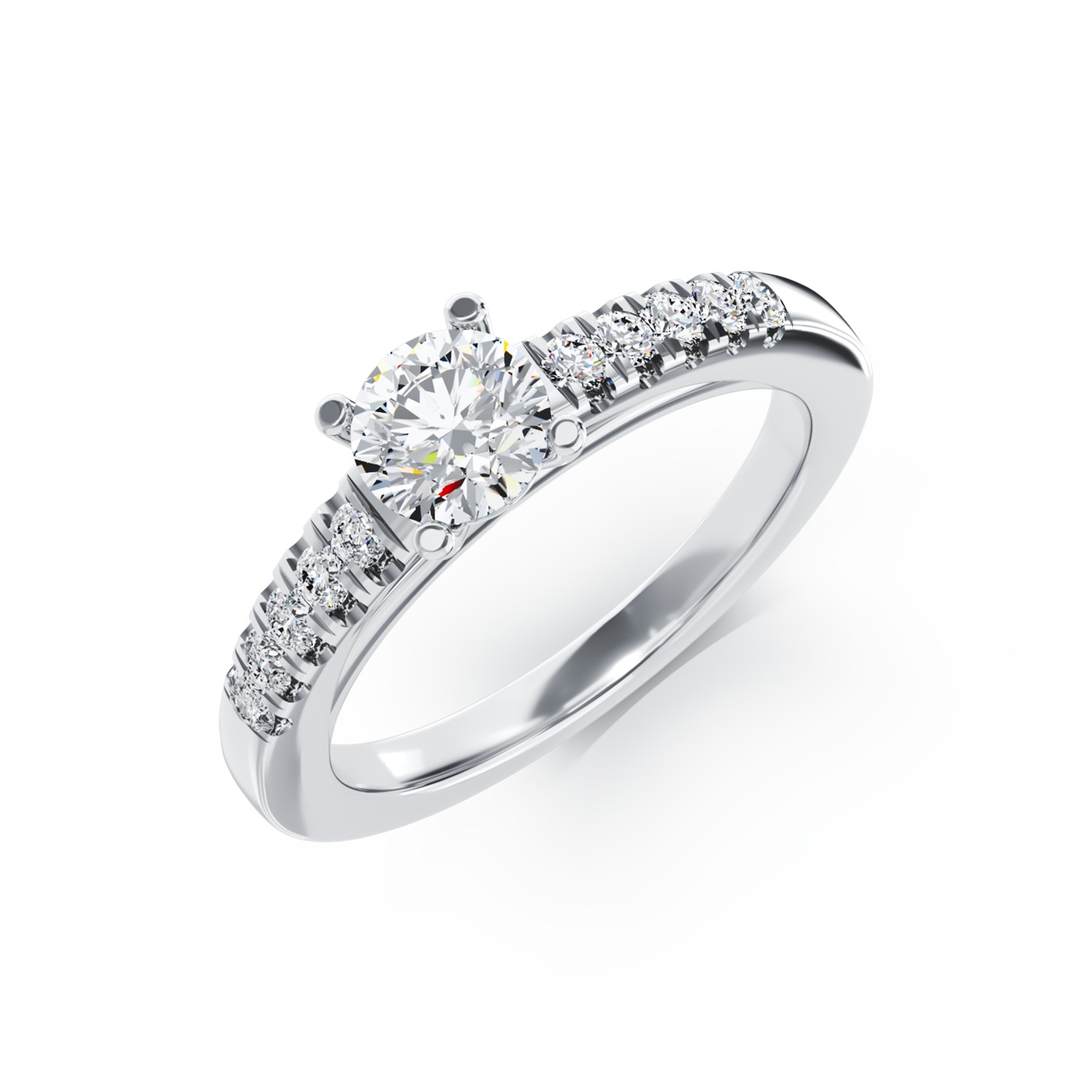 Годежен пръстен от 18K бяло злато с 0.4ct диамант и 0.13ct диаманти