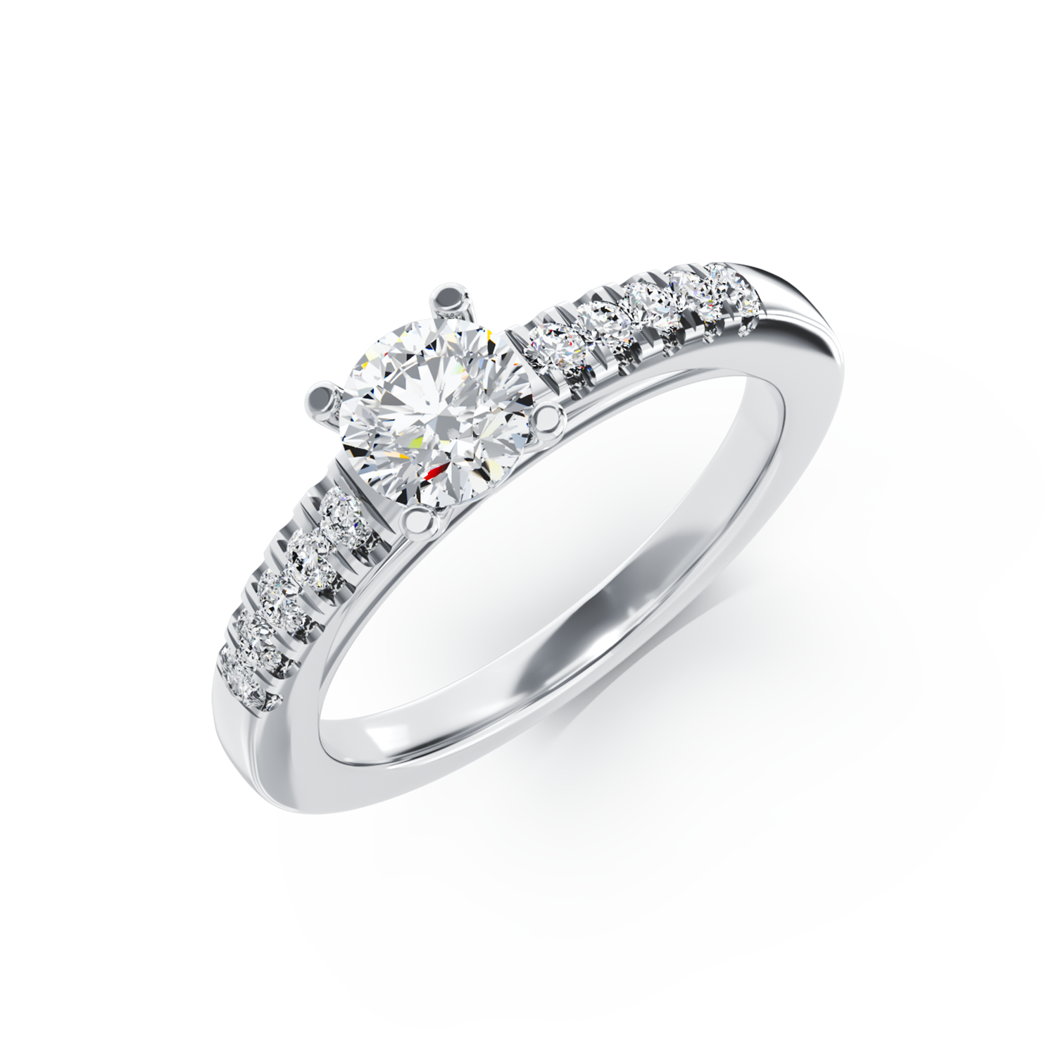 Poze Inel de logodna din aur alb de 18K cu diamant de 0.4ct si diamante de 0.13ct