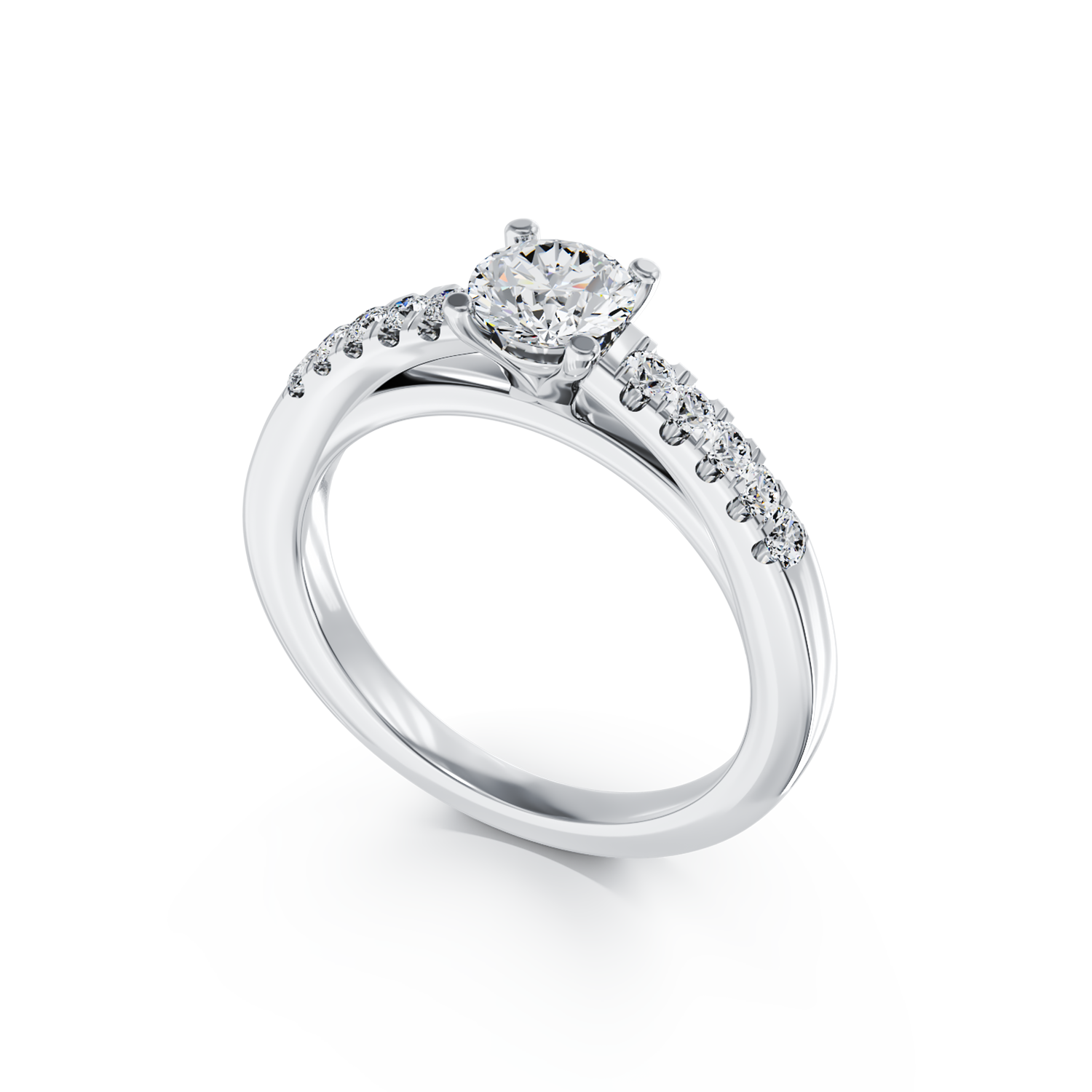 Poze Inel de logodna din aur alb de 18K cu diamant de 0.4ct si diamante de 0.13ct