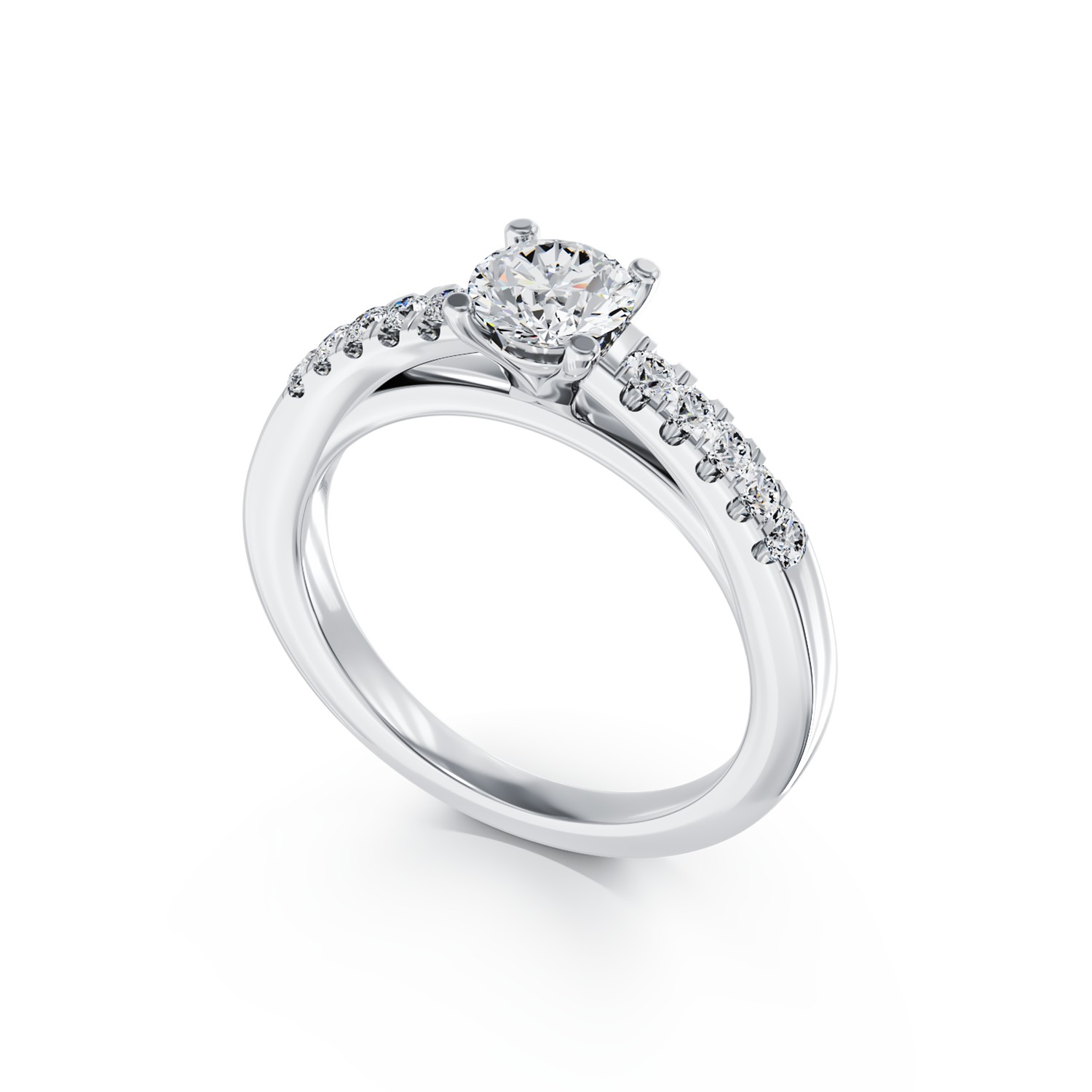 Годежен пръстен от 18К бяло злато с диамант 0.4ct и диамант 0.13ct
