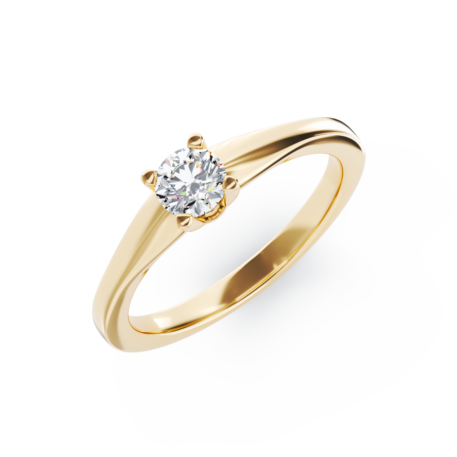 Eljegyzési gyűrű 18K-os sárga aranyból 0,24ct gyémánttal. Gramm: 2,50