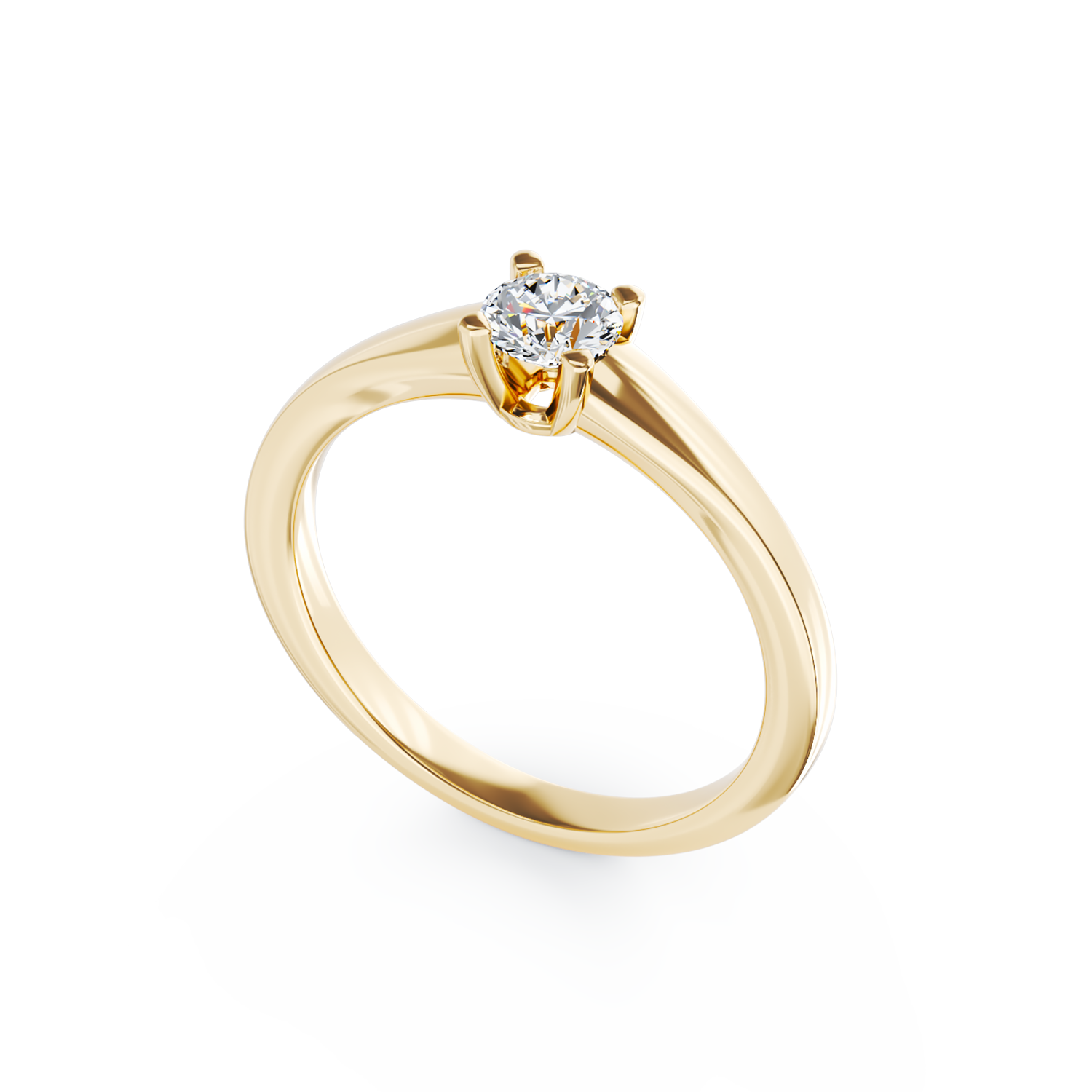 Poze Inel de logodna din aur galben de 18K cu un diamant solitaire de 0.25ct