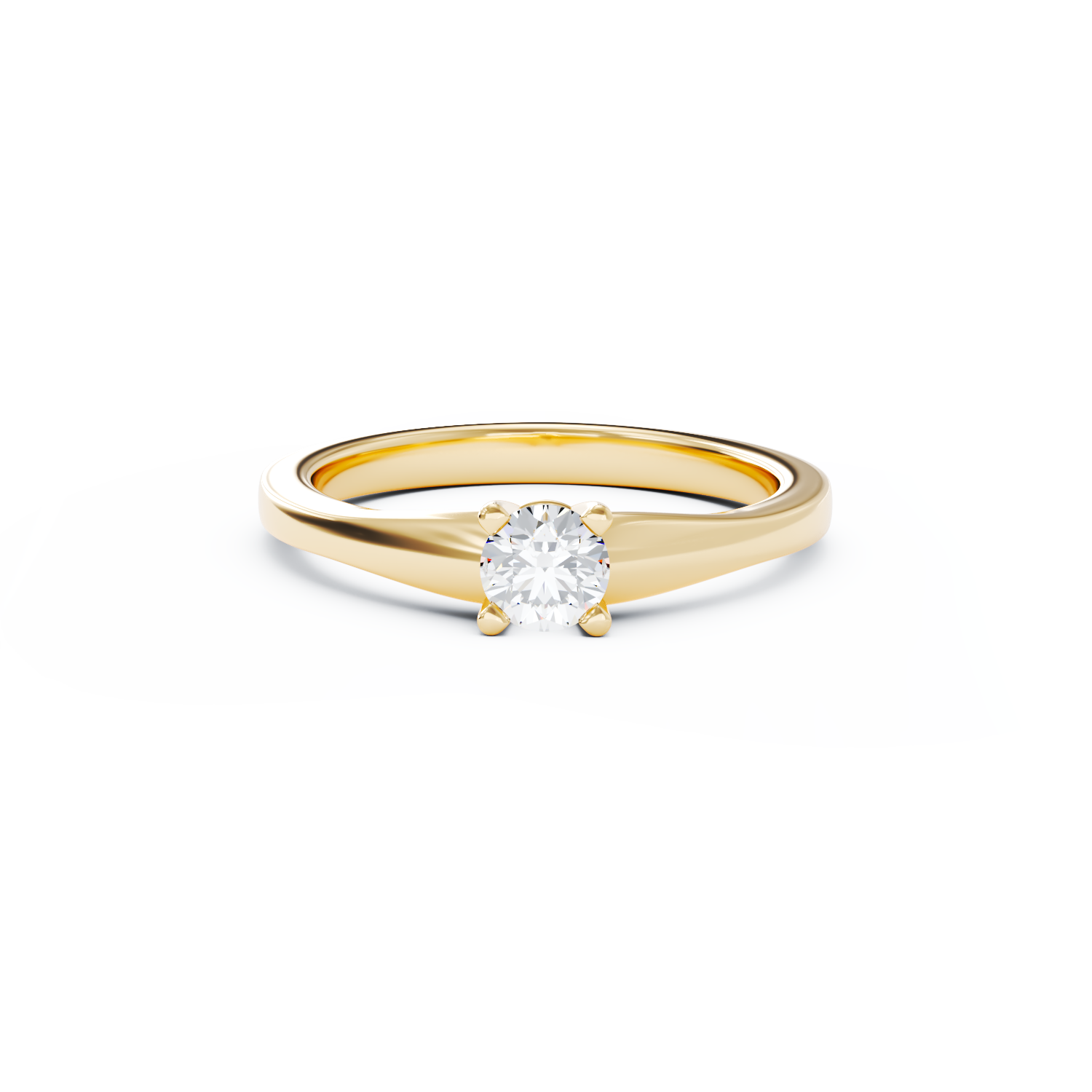 Poze Inel de logodna din aur galben de 18K cu un diamant solitaire de 0.24ct