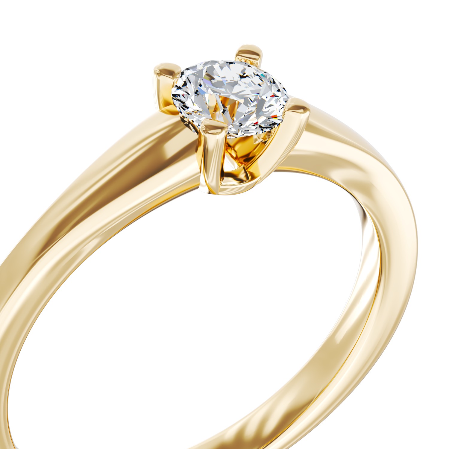 Pierścionek zaręczynowy z żółtego 18K złota z diamentem w pasjansie 0.24ct