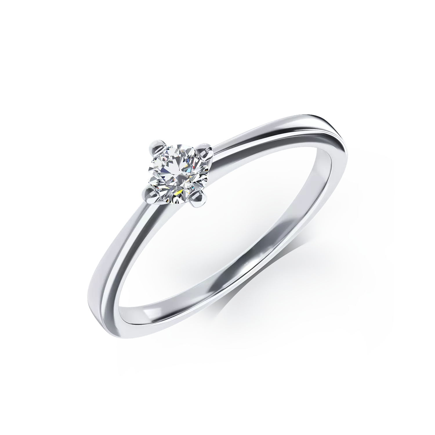 Inel de logodna din aur alb de 18K cu un diamant solitaire de 0.26ct