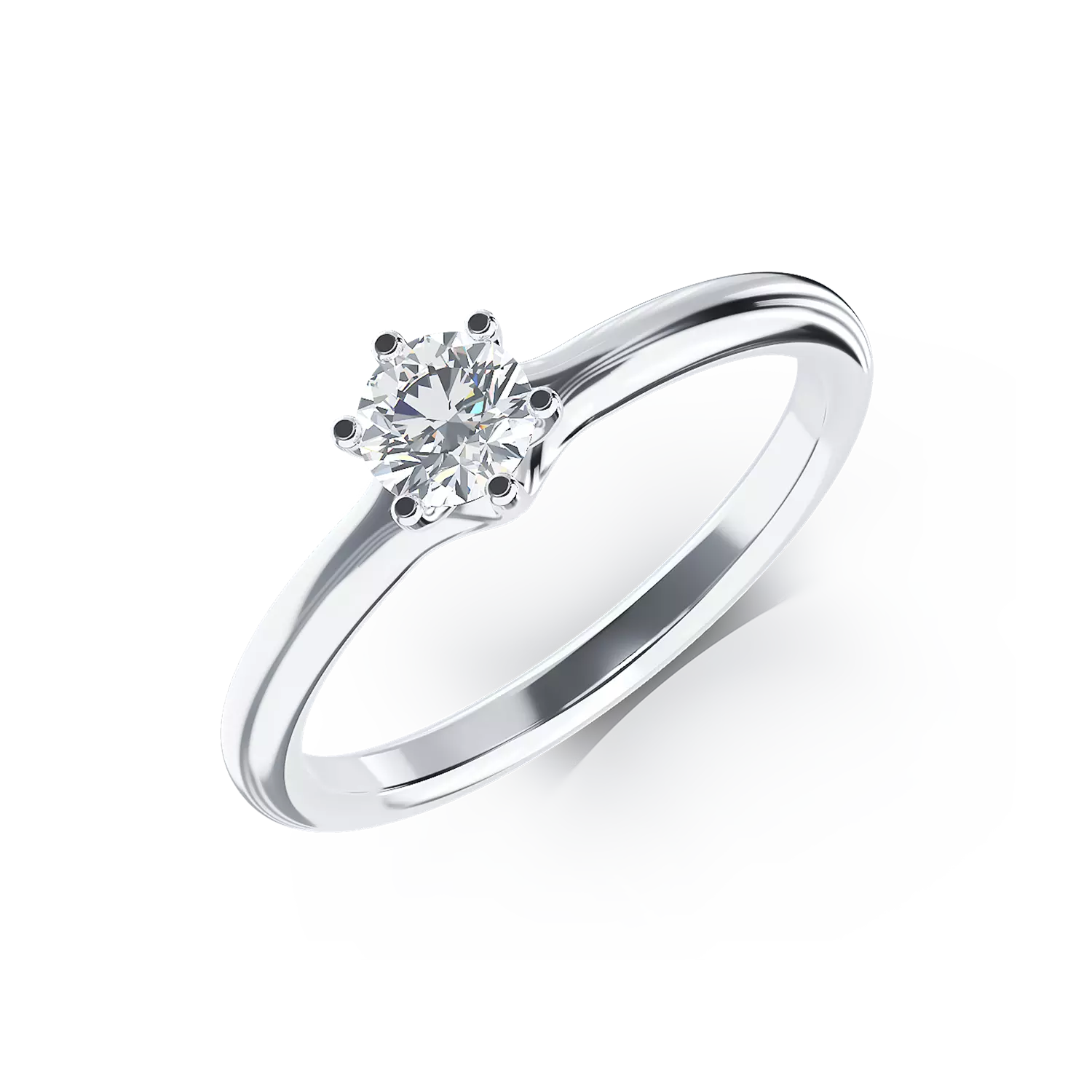 Inel de logodna din aur alb de 18K cu un diamant solitaire de 0.31ct