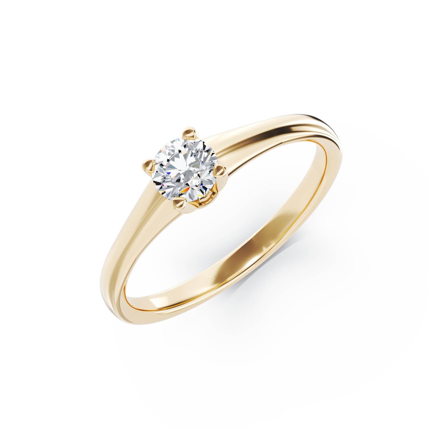 Eljegyzési gyűrű 18K-os sárga aranyból 0,3ct gyémánttal. Gramm: 2,95