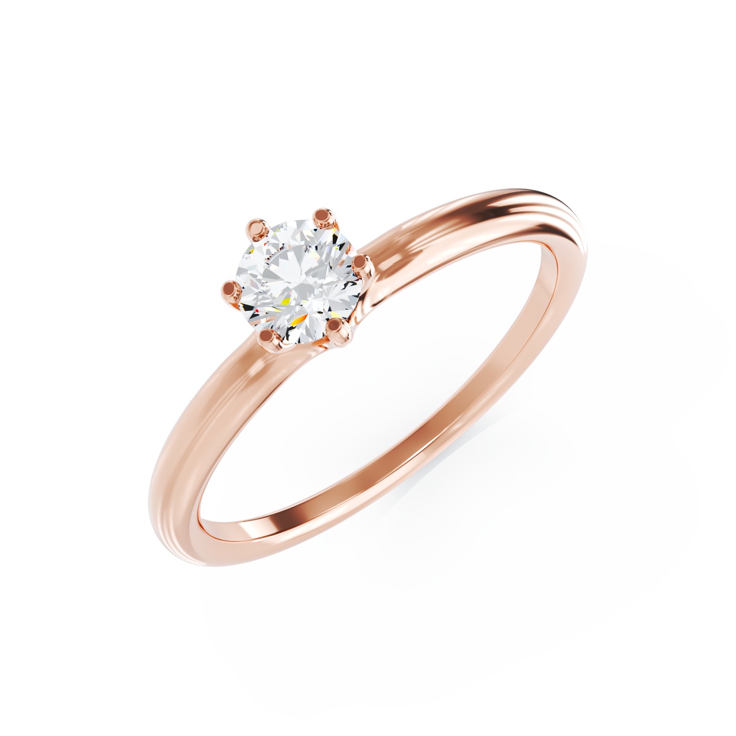 Годежен пръстен от розово злато 18K с диамант пасианс 0.31ct