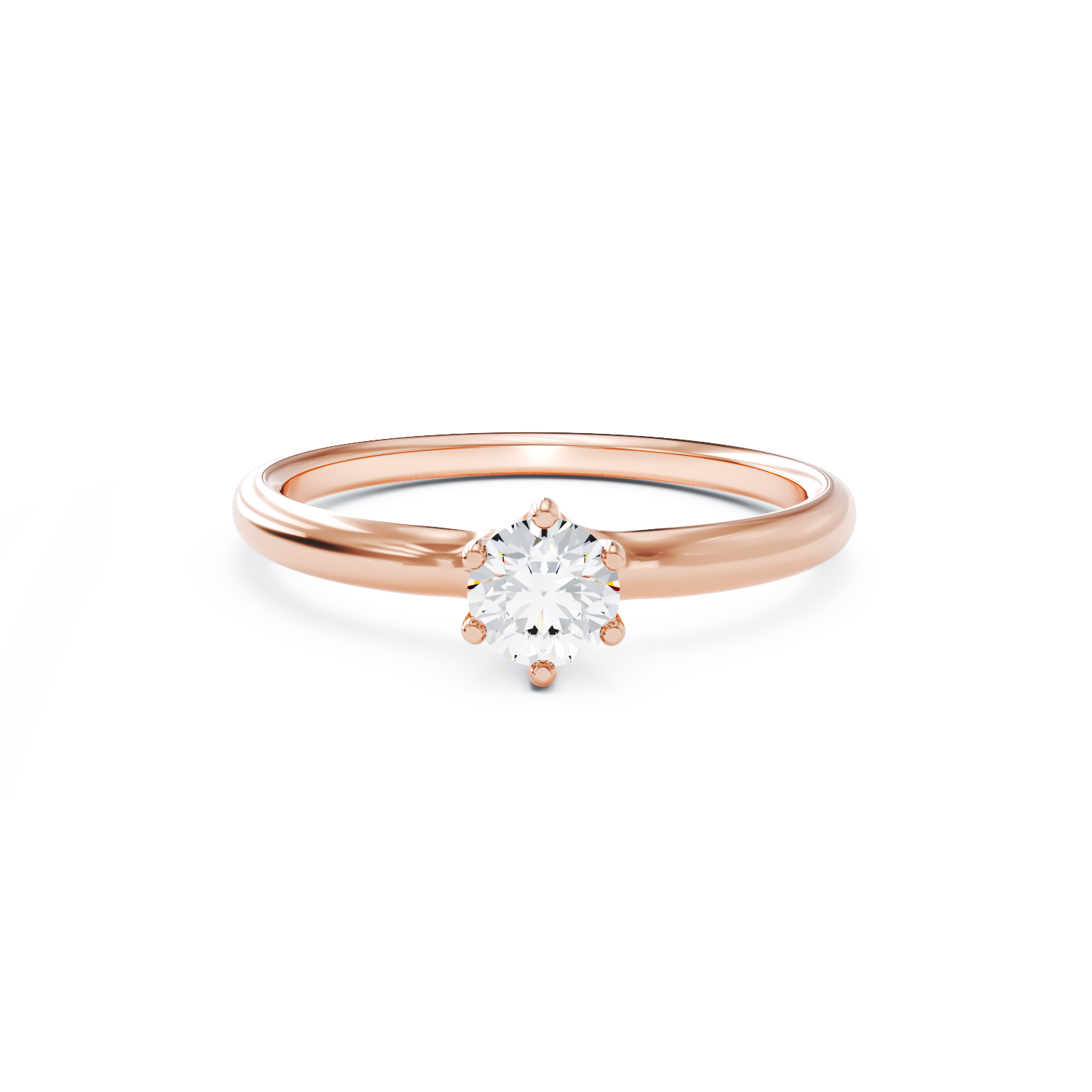 Poze Inel de logodna din aur roz de 18K cu un diamant solitaire de 0.31ct