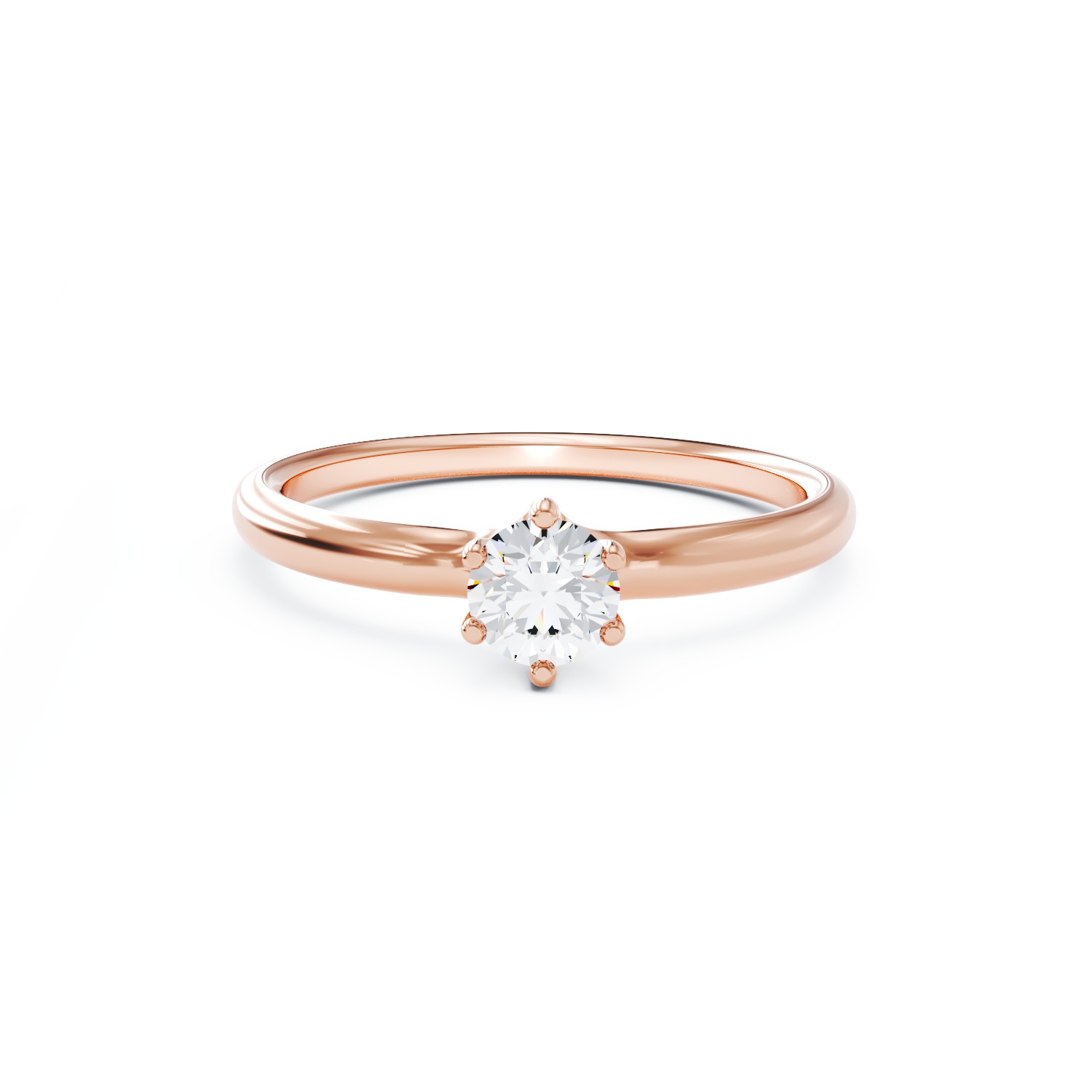 Inel de logodna din aur roz de 18K cu un diamant solitaire de 0.31ct
