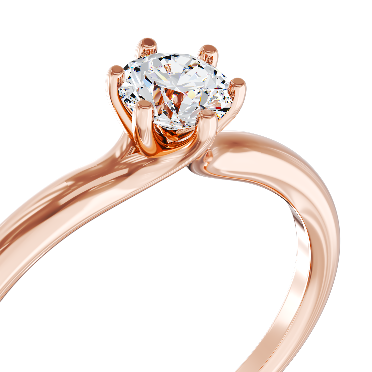 Poze Inel de logodna din aur roz de 18K cu un diamant solitaire de 0.31ct