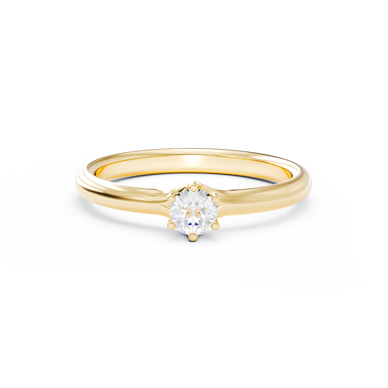 Poze Inel de logodna din aur galben de 18K cu un diamant solitaire de 0.31ct