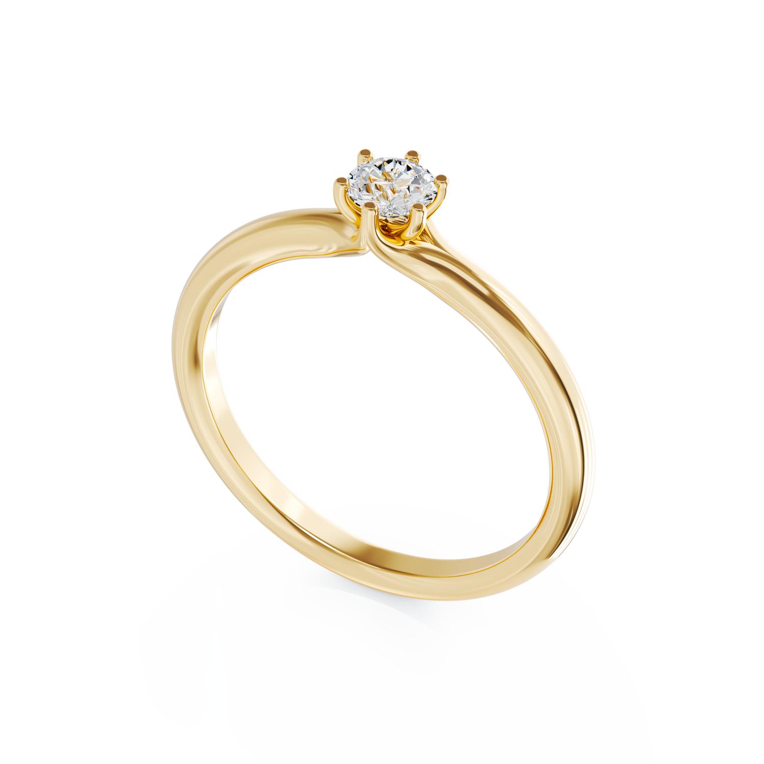 Eljegyzési gyűrű 18K-os sárga aranyból egy 0,25ct solitaire gyémánttal