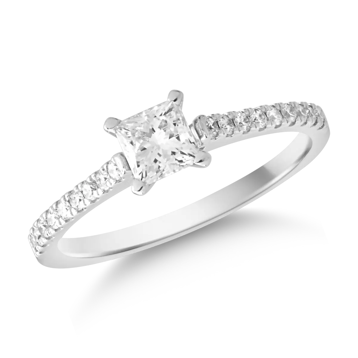 Годежен пръстен от 18K бяло злато с 0.6ct диамант и 0.18ct диаманти