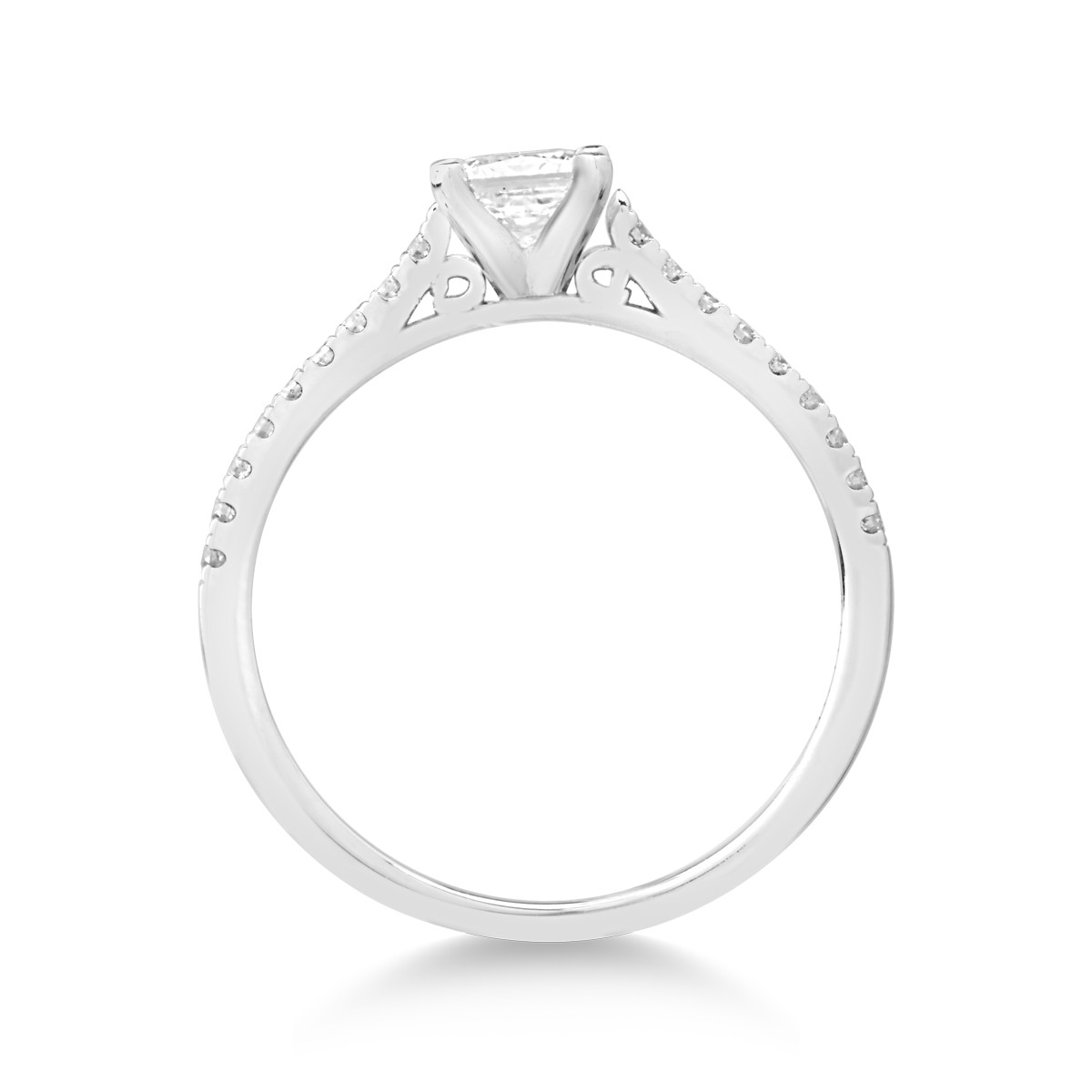 Inel de logodna din aur alb de 18K cu diamant de 0.6ct si diamante de 0.18ct