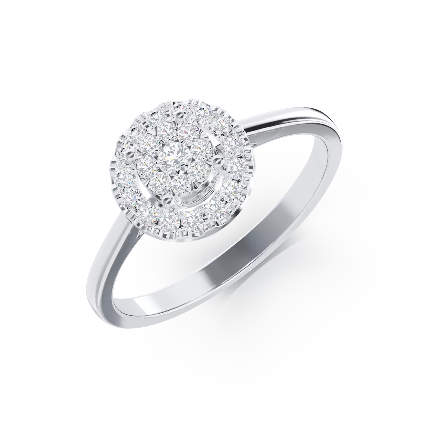 Inel de logodna din aur alb de 18K cu diamante de 0.14ct