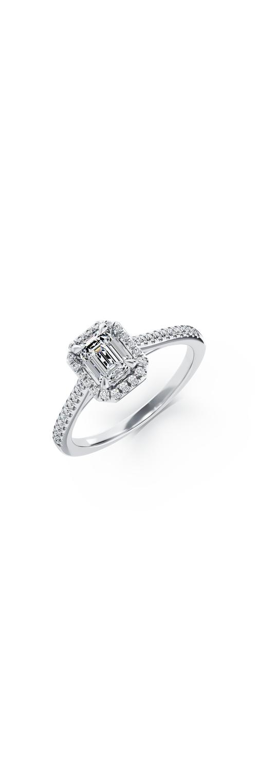 Inel de logodna din aur alb de 18K cu diamant de 1ct si diamante de 0.27ct