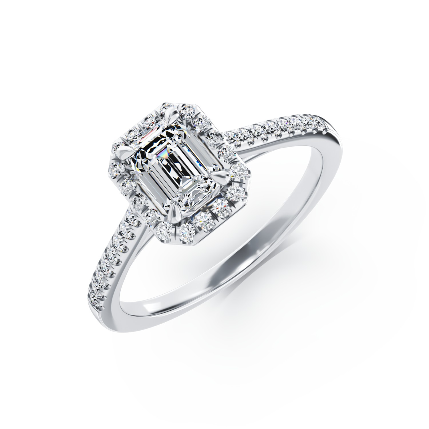 Годежен пръстен от 18K бяло злато с 0.8ct диамант и 0.25ct диаманти