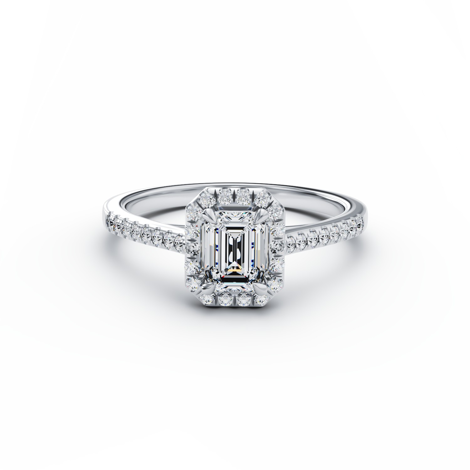 18K white gold engagement ring with 0.8ct diamond and 0.25ct diamonds