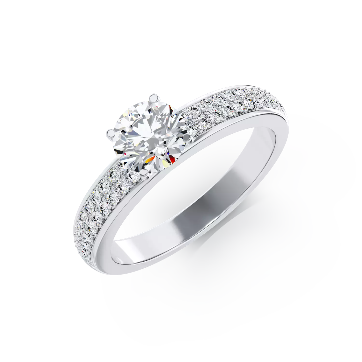 Inel de logodna din aur alb de 18K cu diamant de 0.61ct si diamante de 0.2ct