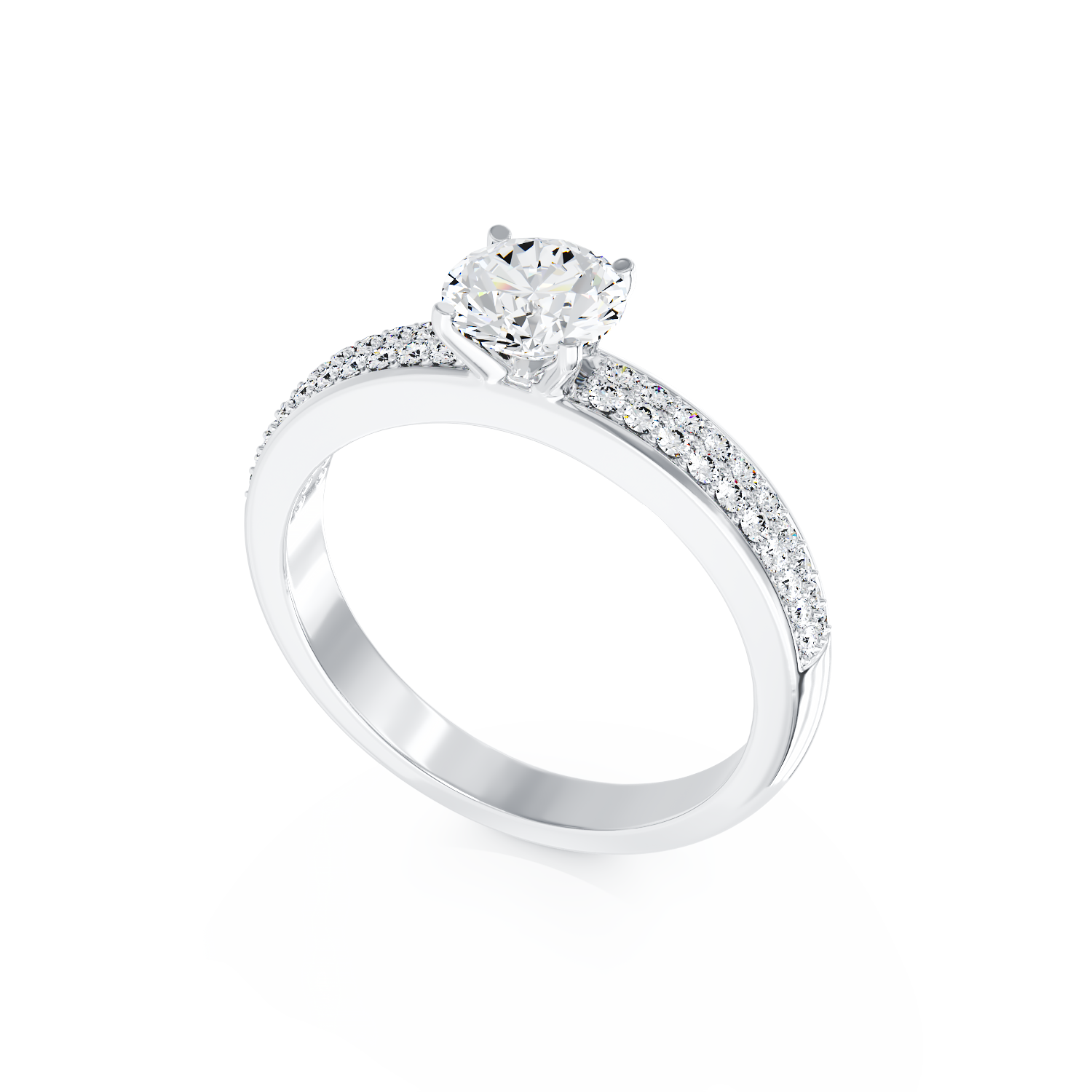 Poze Inel de logodna din aur alb de 18K cu diamant de 0.61ct si diamante de 0.2ct