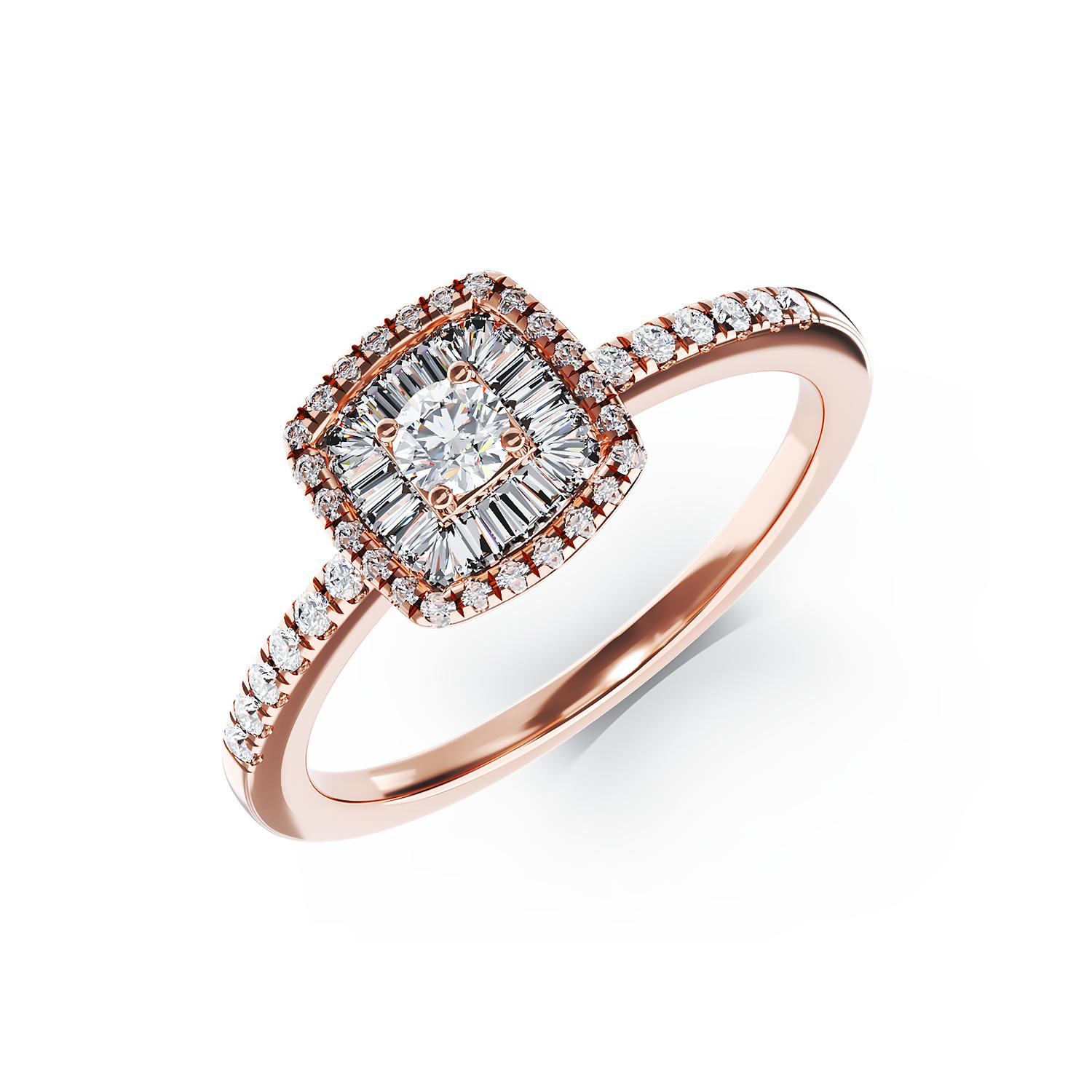 18K rózsaszín arany eljegyzési gyűrű 0.36ct gyémántokkal