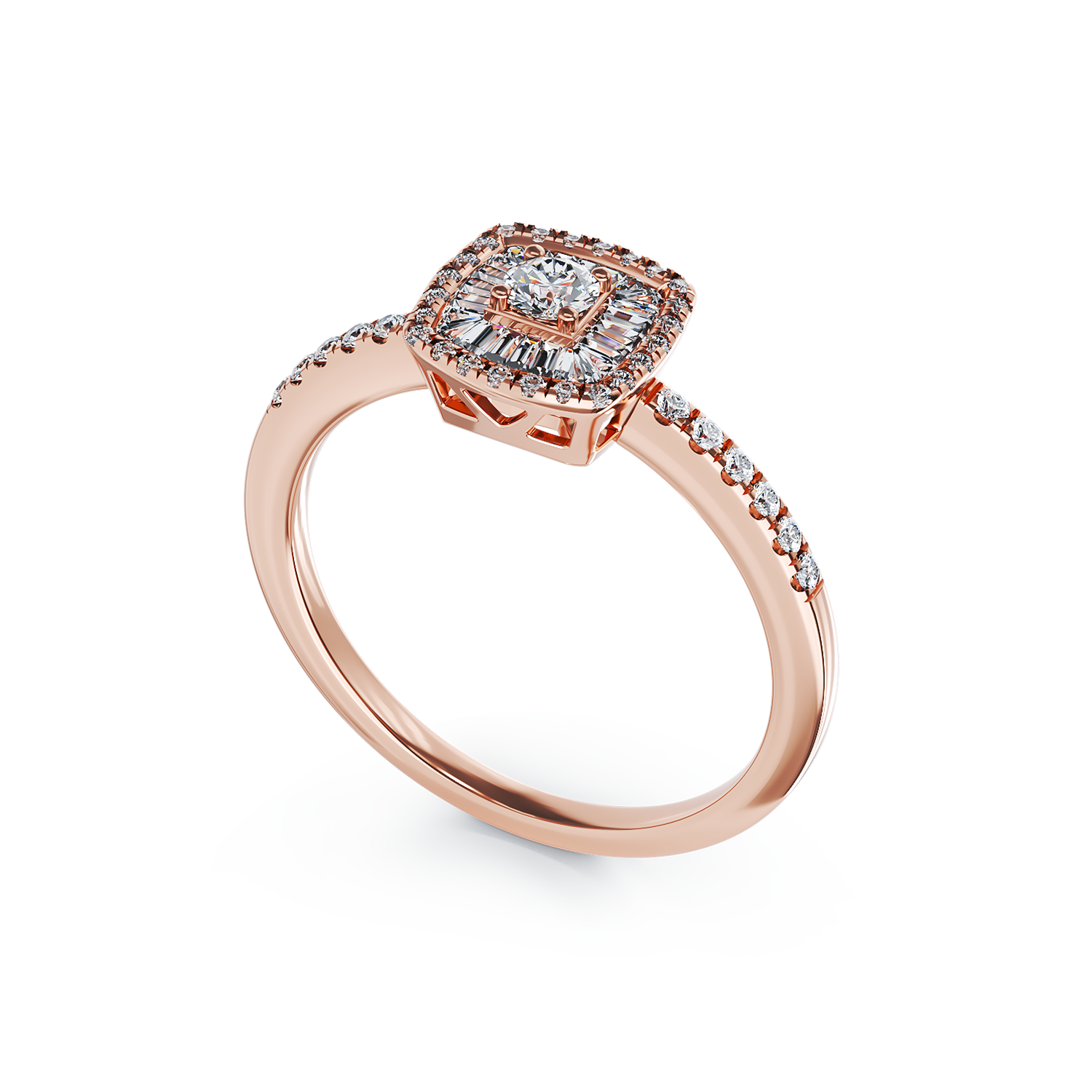 Poze Inel de logodna din aur roz de 18K cu diamante de 0.38ct