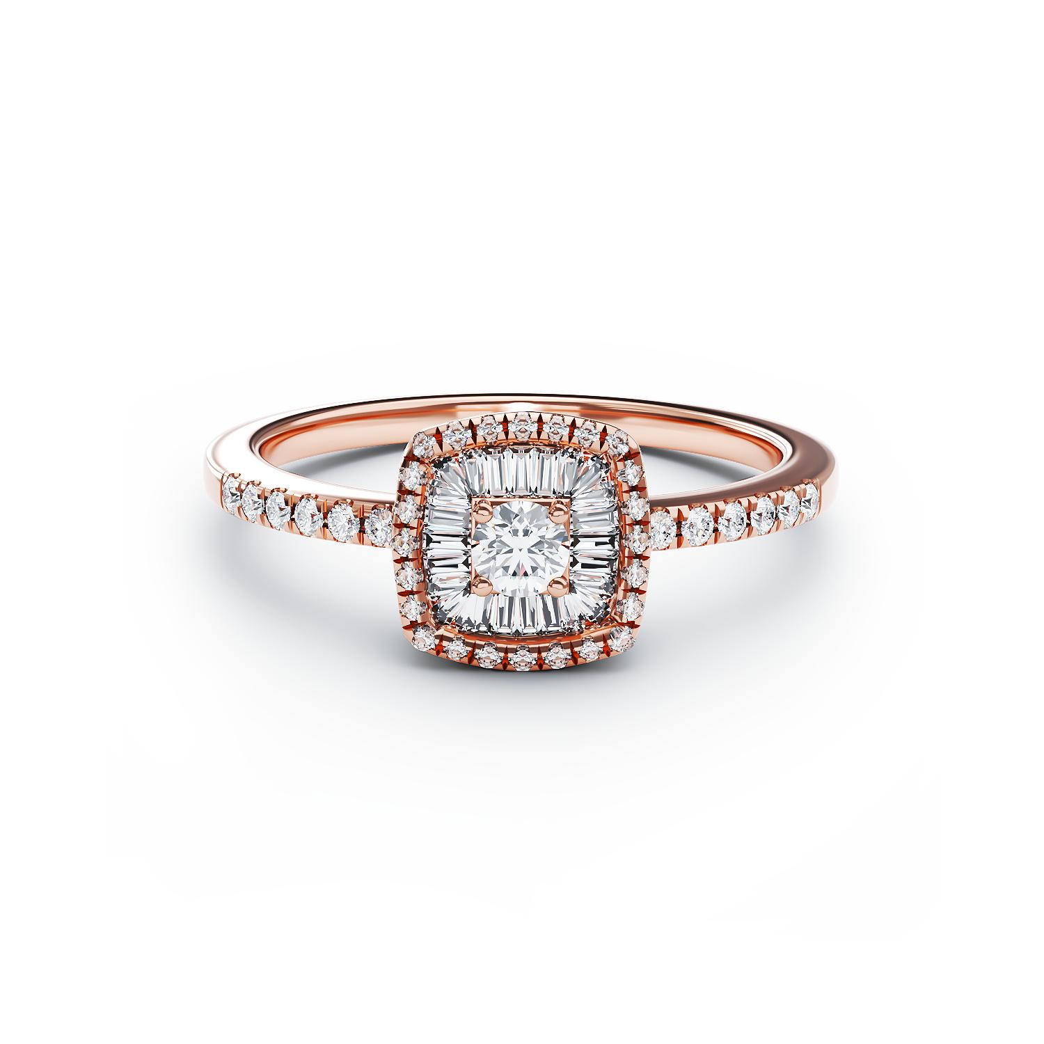 18K rózsaszín arany eljegyzési gyűrű 0.36ct gyémántokkal