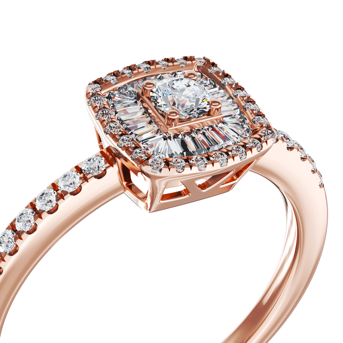 Poze Inel de logodna din aur roz de 18K cu diamante de 0.38ct