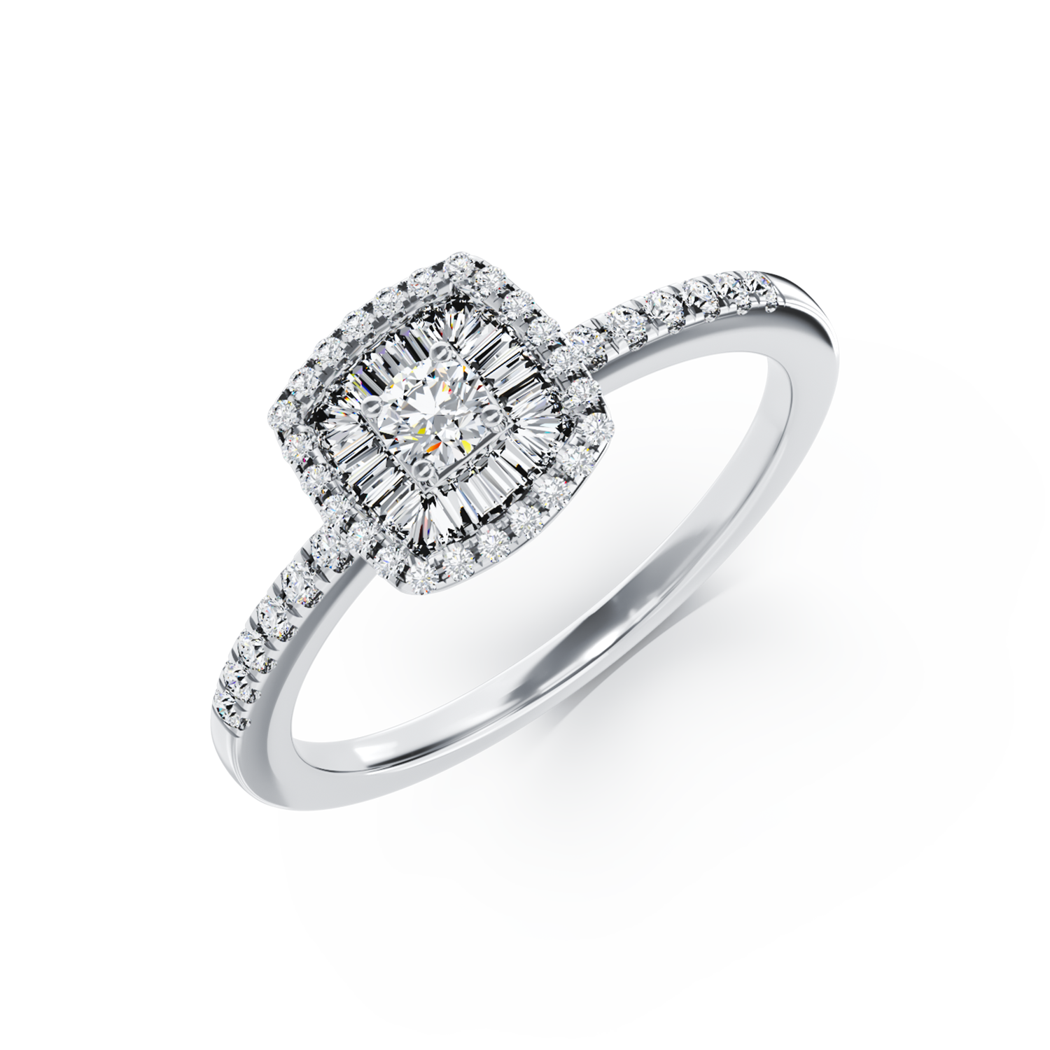 Inel de logodna din aur alb de 18K cu diamante de 0.36ct 0.36ct poza noua reduceri 2022