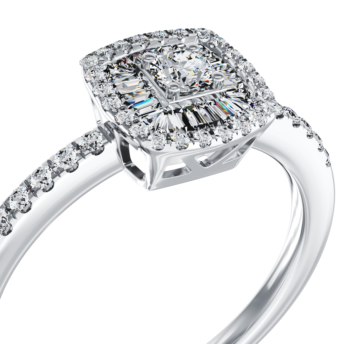 Poze Inel de logodna din aur alb de 18K cu diamante de 0.36ct