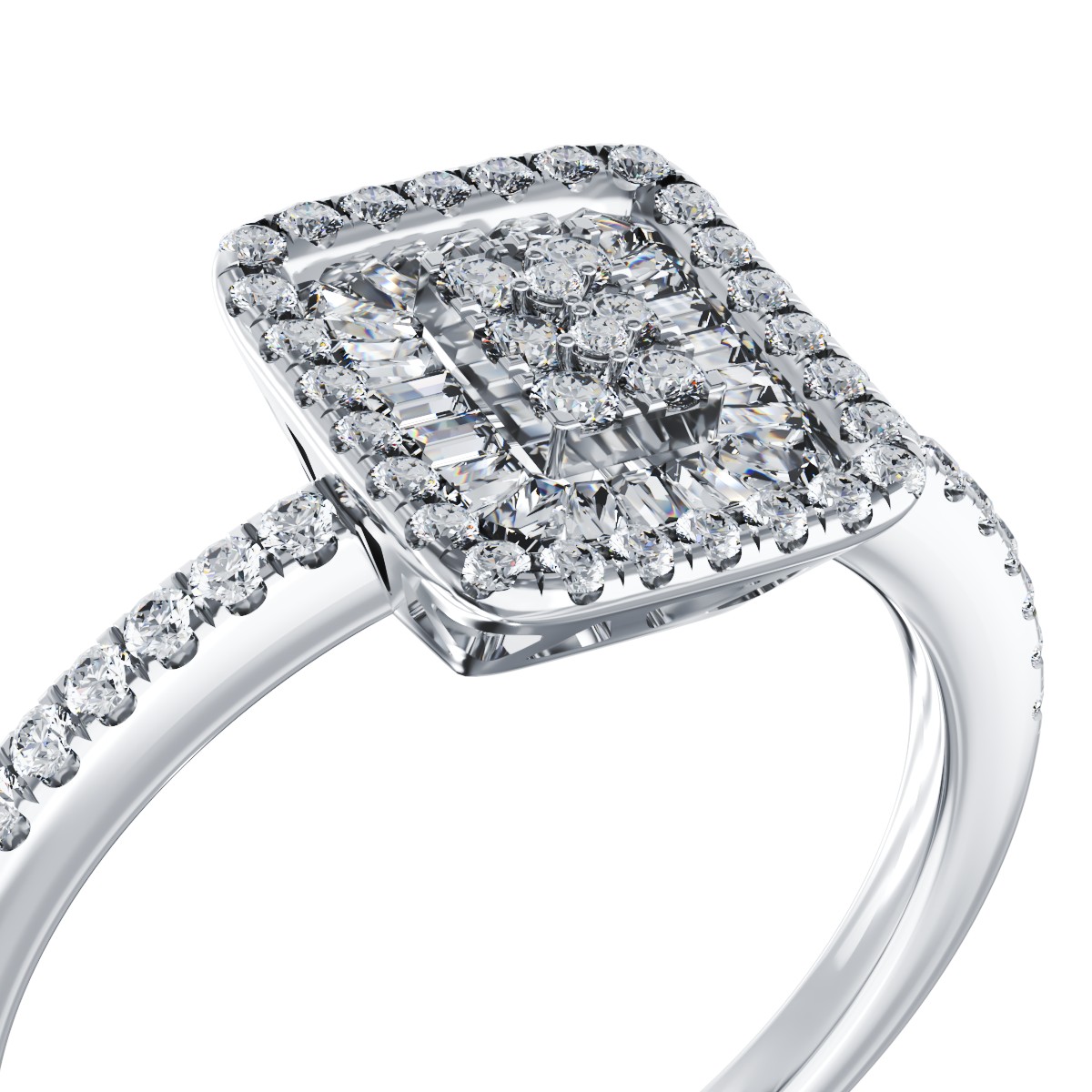 Inel de logodna din aur alb de 18K cu diamante de 0.28ct