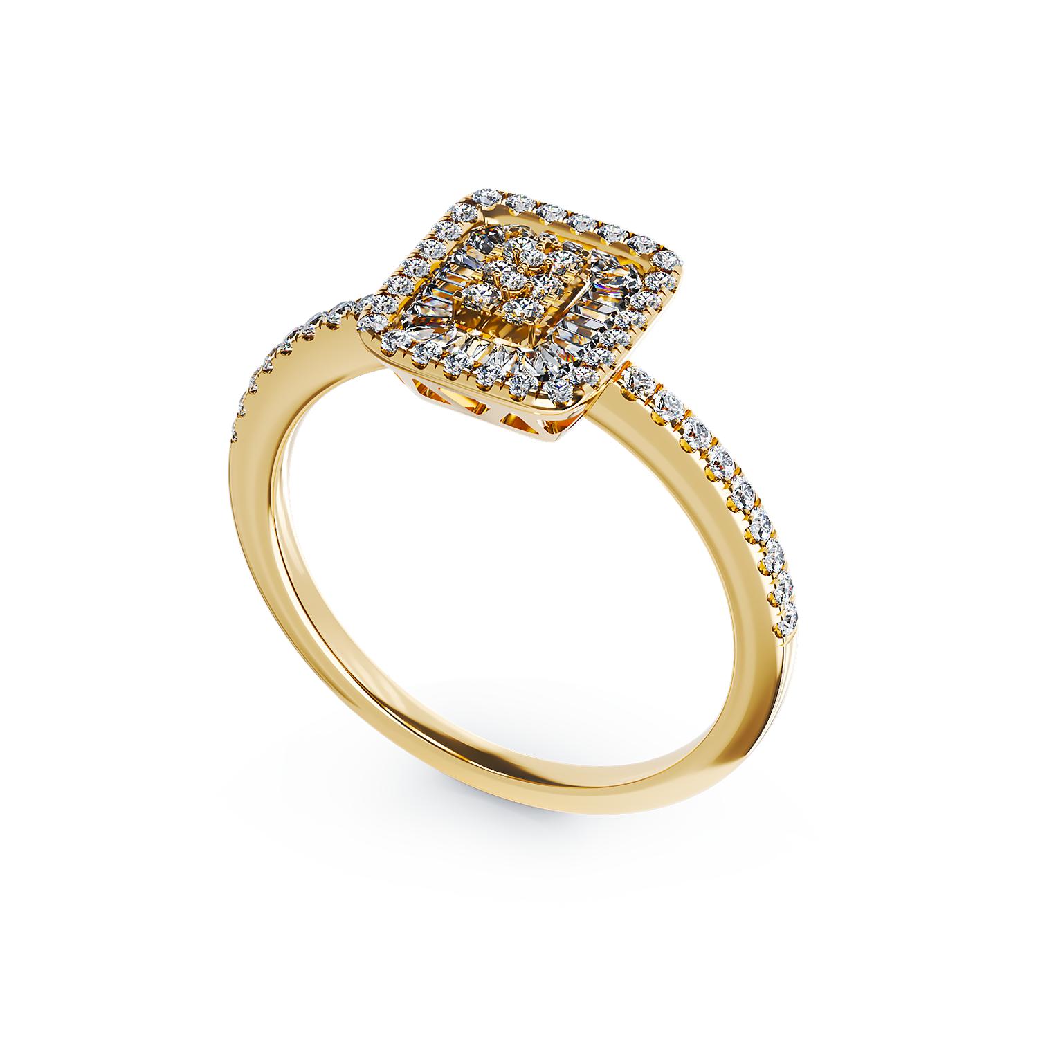 Inel de logodna din aur galben de 18K cu diamante de 0.27ct