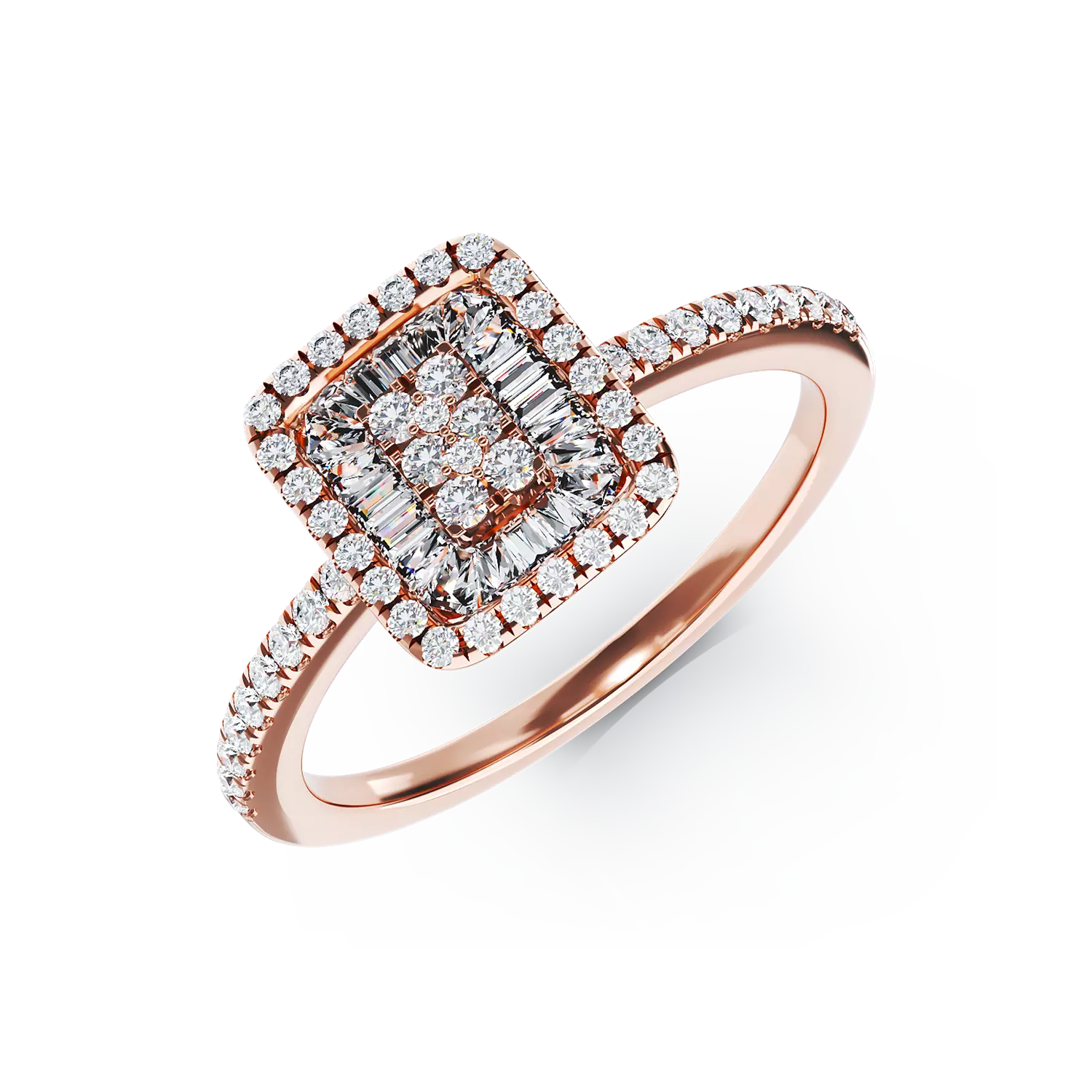 Inel de logodna din aur roz de 18K cu diamante de 0.27ct