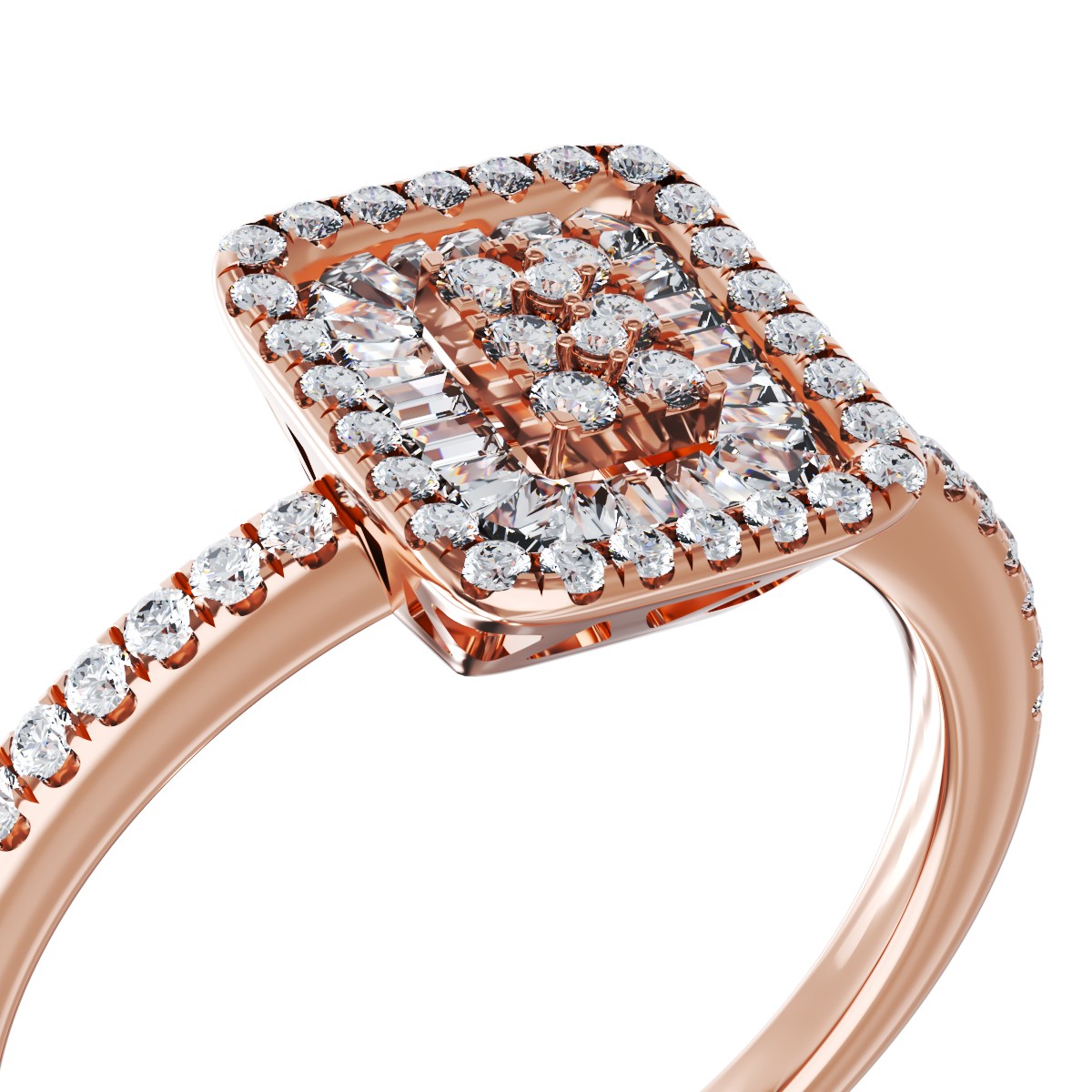 18K rózsaszín arany eljegyzési gyűrű 0.27ct gyémántokkal